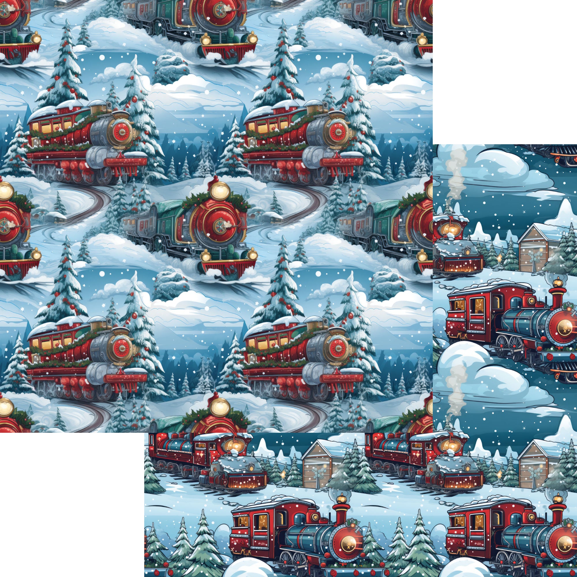 North Pole Express Collection North Pole Express 12 x 12 Double-Sided Scrapbook Paper by SSC Designs (Copy)