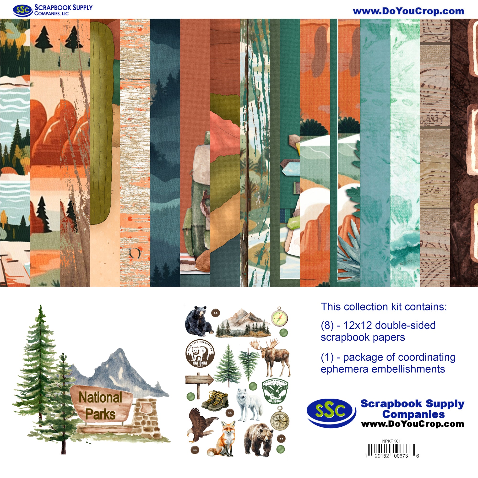 National Parks 12 x 12 Scrapbook Paper & Embellishment Kit by SSC Designs