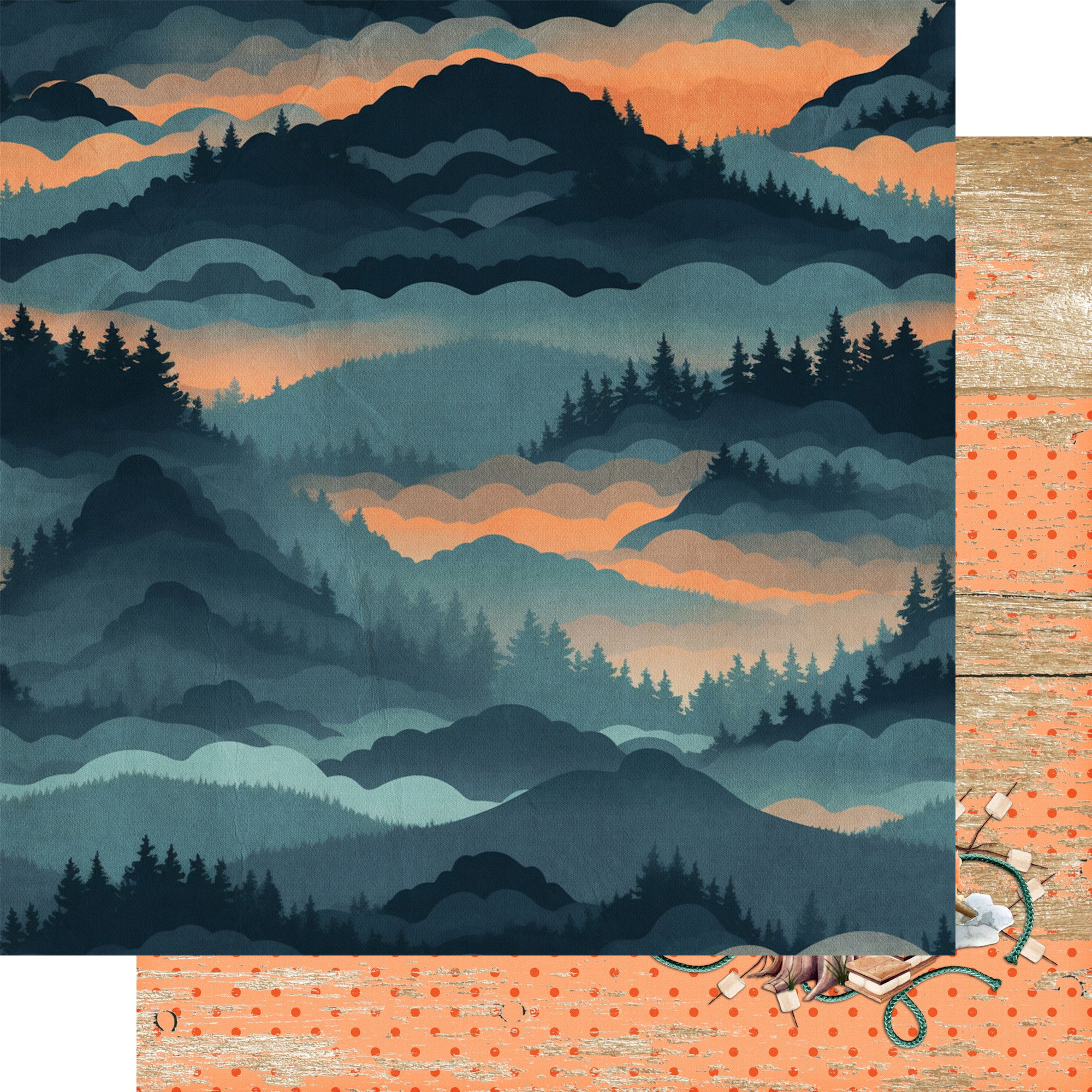 National Parks Collection Sunset Mountains 12 x 12 Double-Sided Scrapbook Paper by SSC Designs