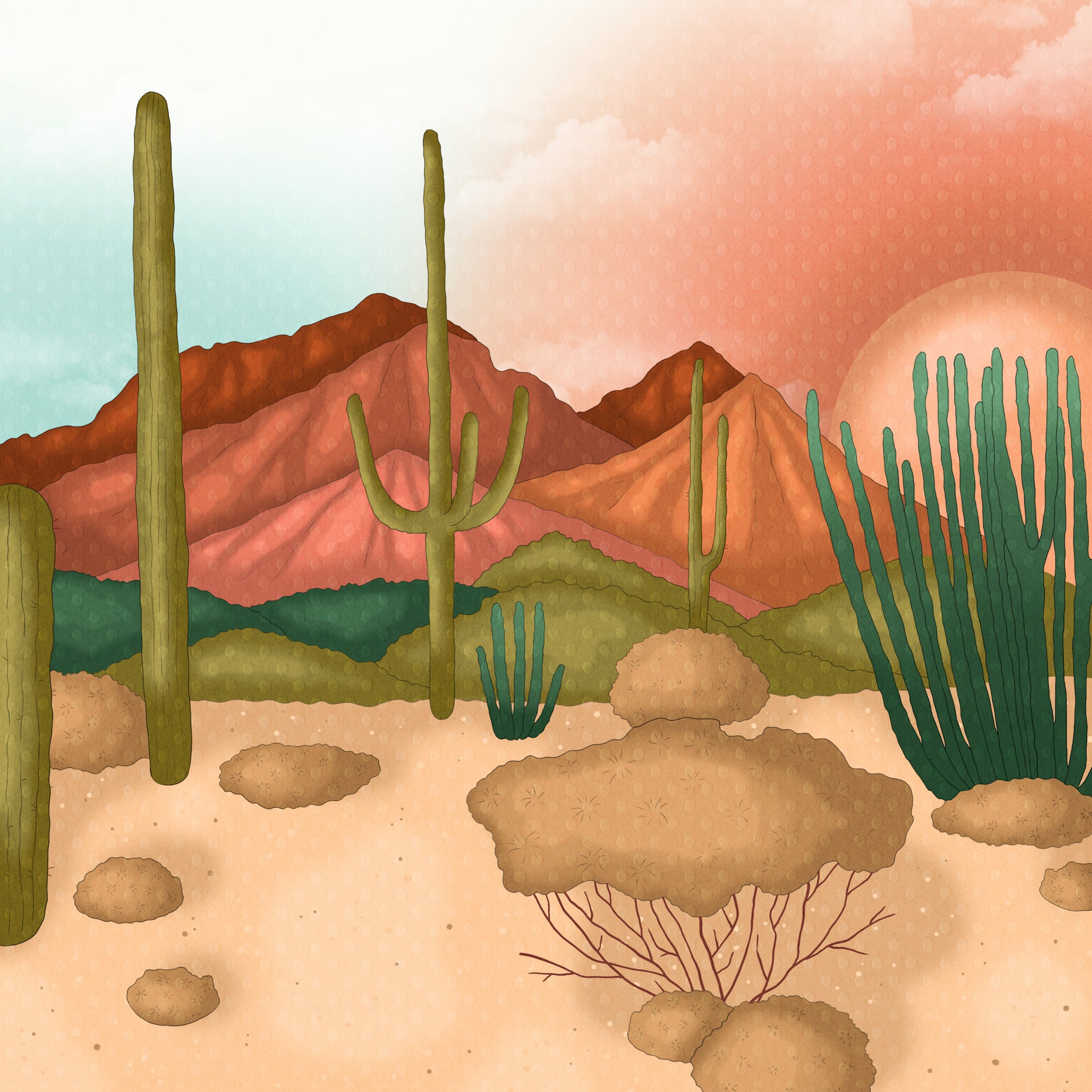 National Parks Collection Desert Cactus 12 x 12 Double-Sided Scrapbook Paper by SSC Designs