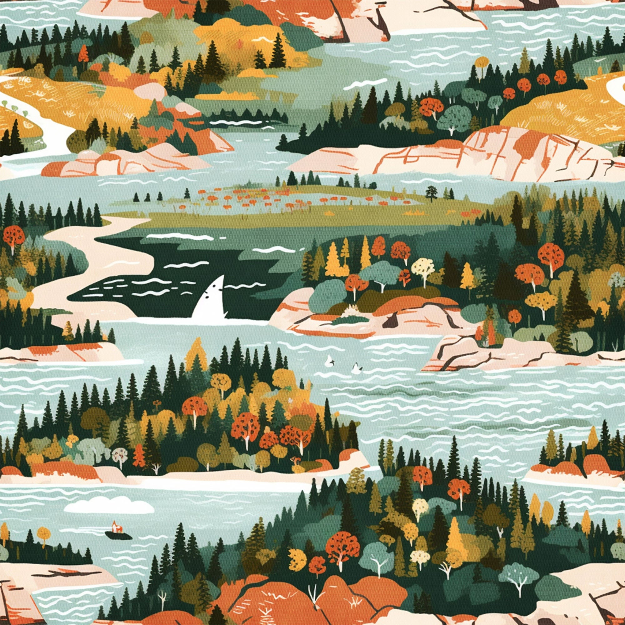 National Parks Collection River Collage 12 x 12 Double-Sided Scrapbook Paper by SSC Designs