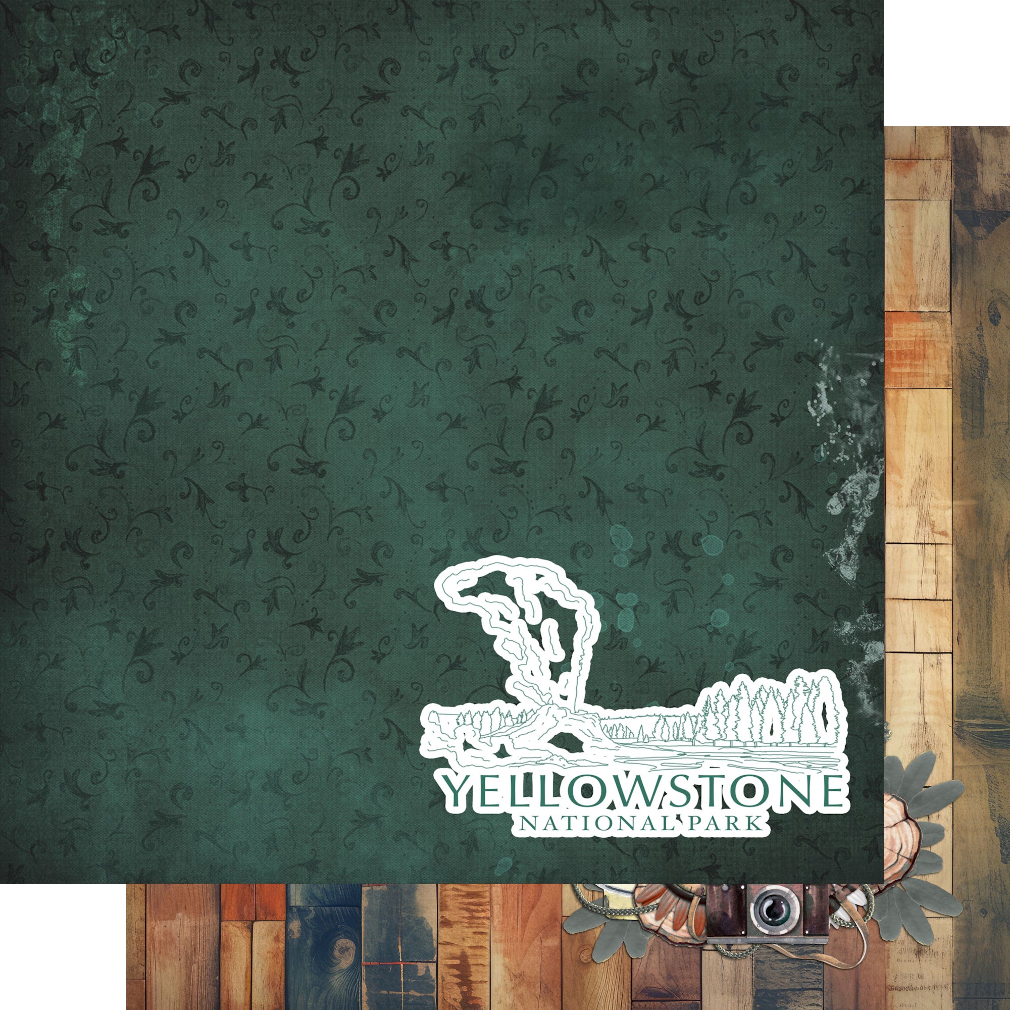 National Parks Collection Yellowstone National Park 12 x 12 Double-Sided Scrapbook Paper by SSC Designs