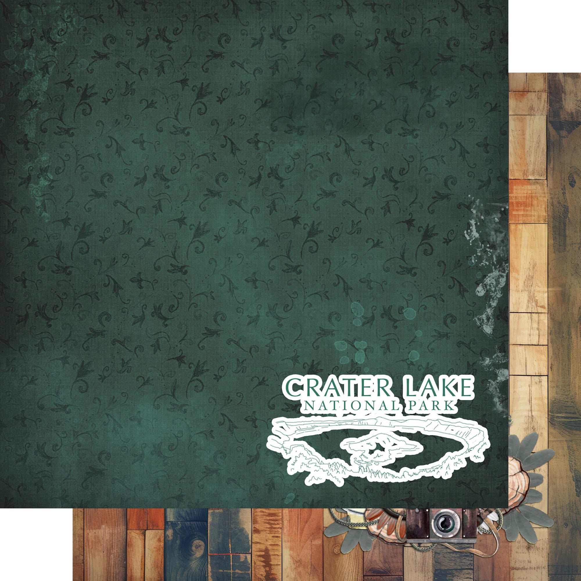 National Parks Collection Crater Lake National Park 12 x 12 Double-Sided Scrapbook Paper by SSC Designs