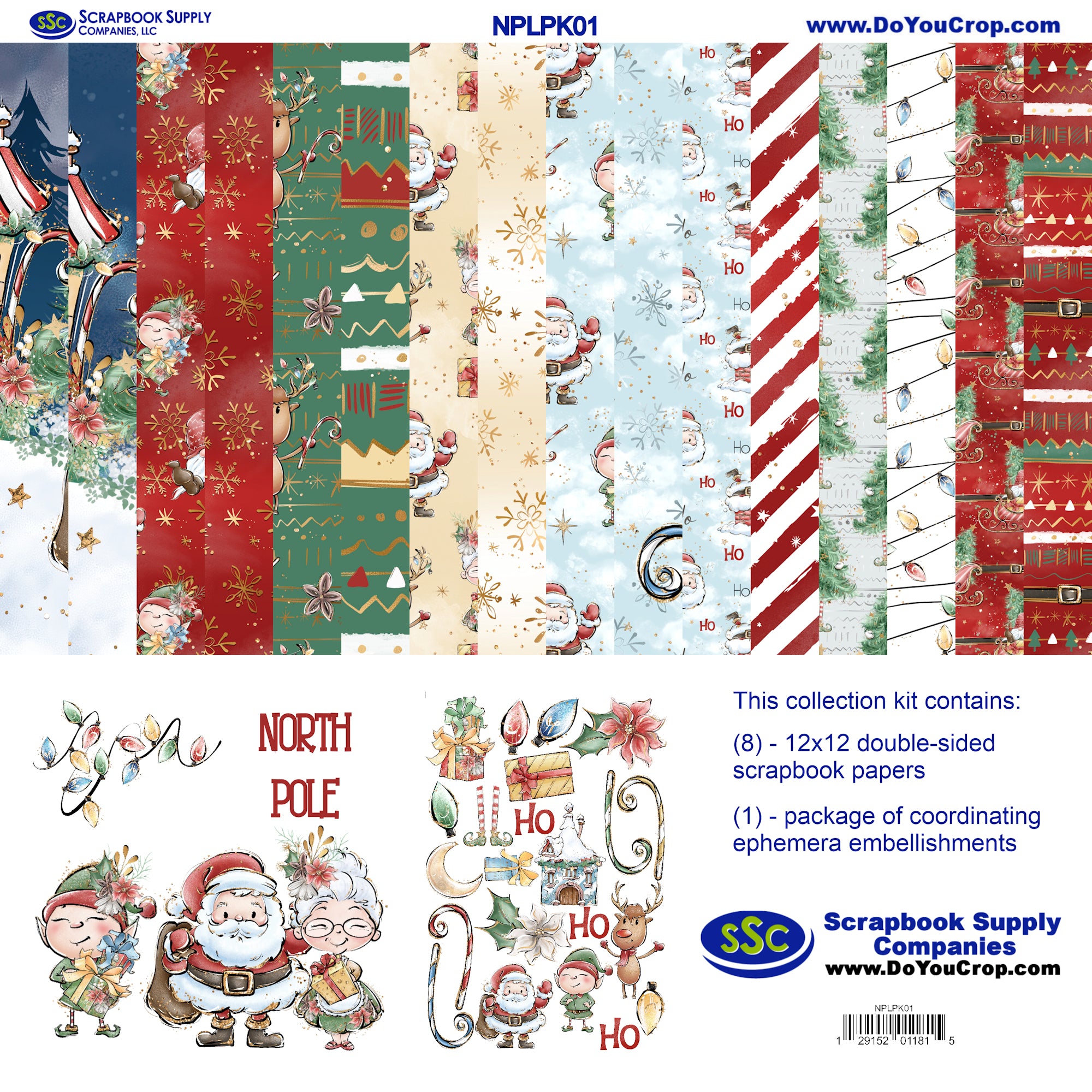 North Pole 12 x 12 Scrapbook Paper & Embellishment Kit by SSC Designs