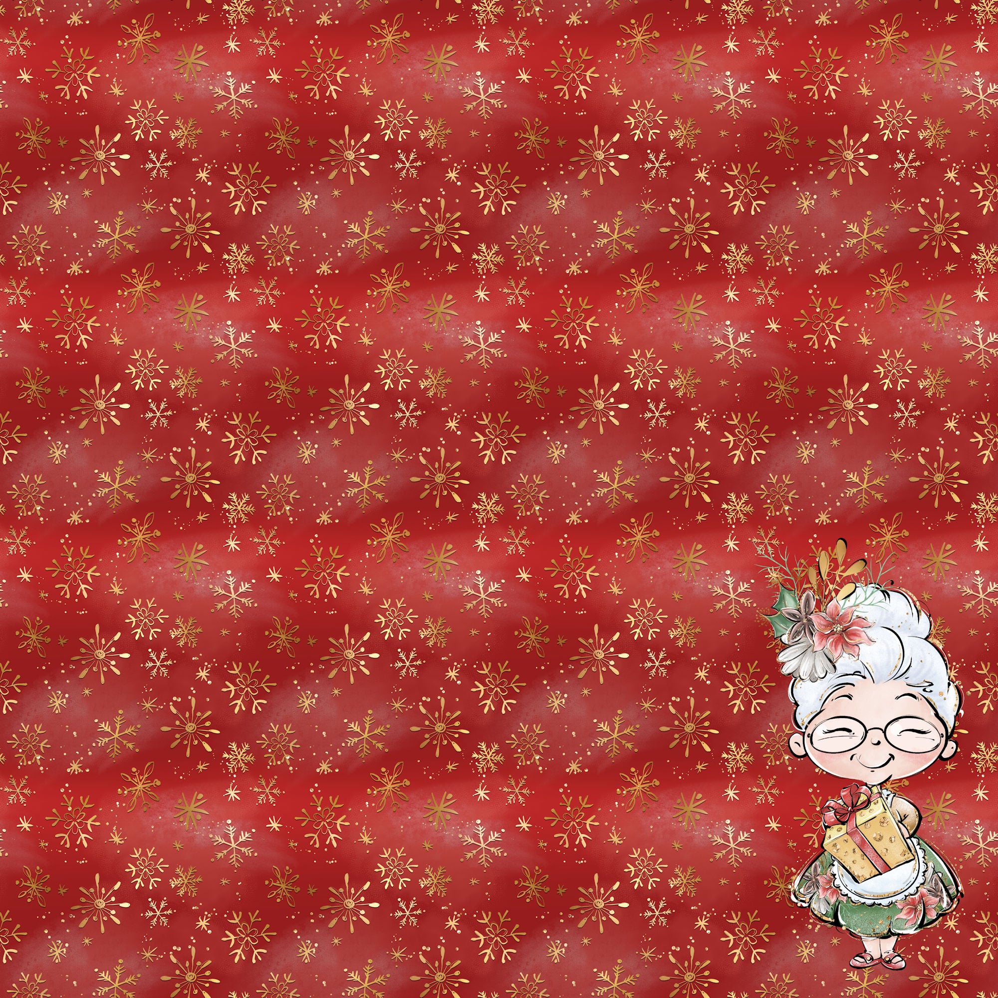 North Pole Collection Sweet Mrs. Claus 12 x 12 Double-Sided Scrapbook Paper by SSC Designs