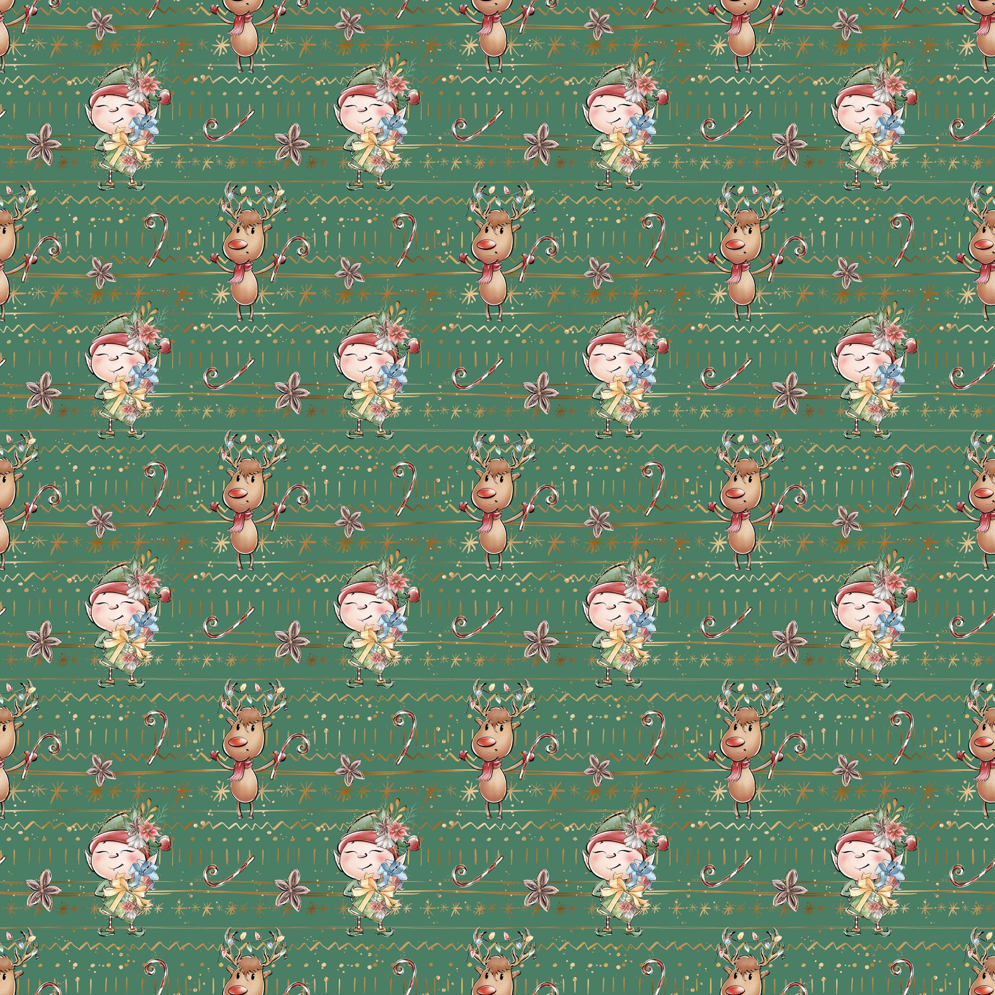 North Pole Collection Reindeer Games 12 x 12 Double-Sided Scrapbook Paper by SSC Designs