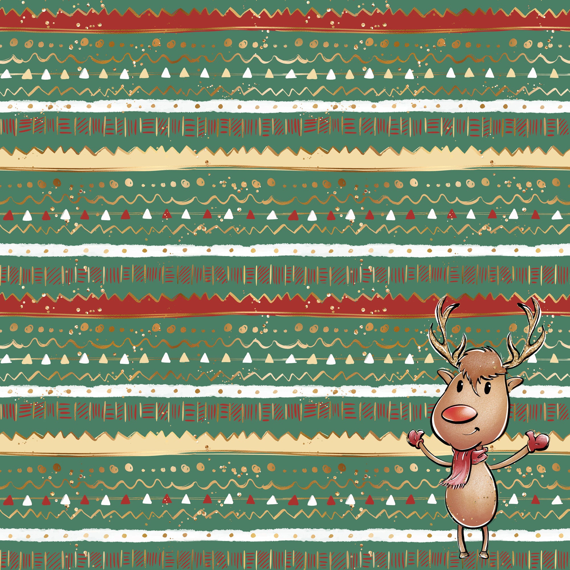 North Pole Collection Reindeer Games 12 x 12 Double-Sided Scrapbook Paper by SSC Designs