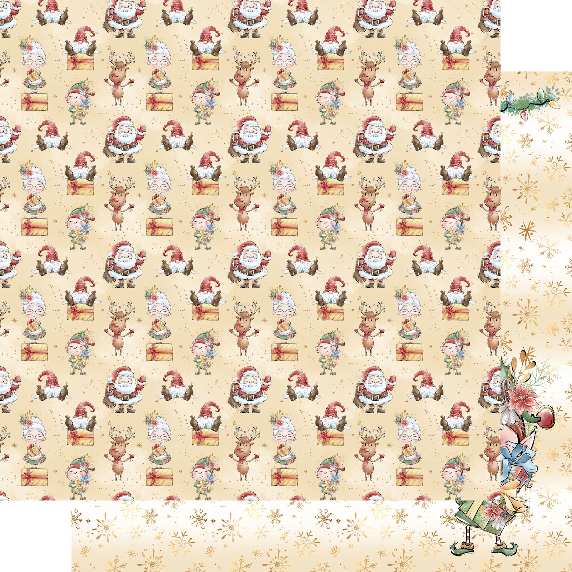 North Pole Collection Busy, Busy Elves 12 x 12 Double-Sided Scrapbook Paper by SSC Designs