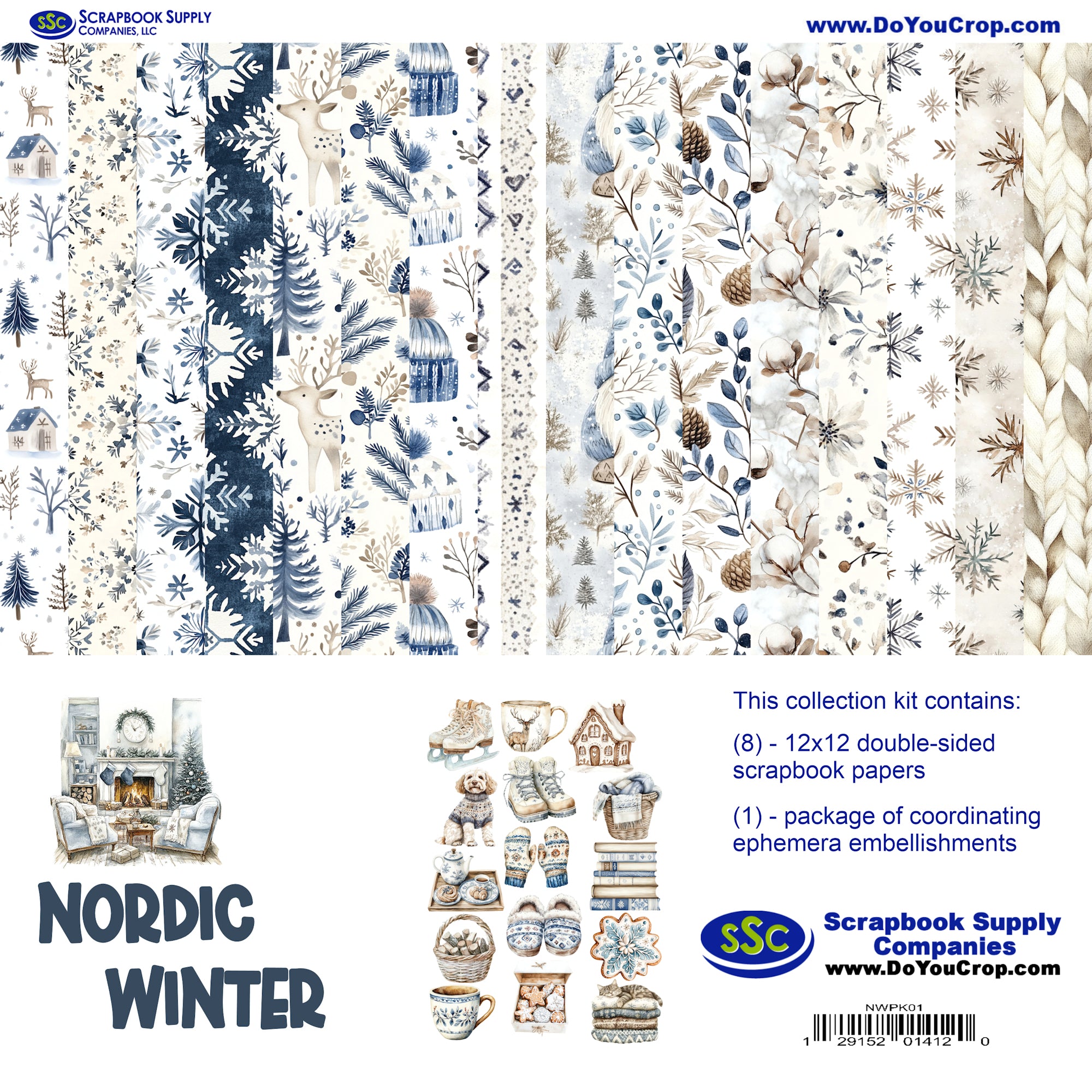 Nordic Winter 12 x 12 Scrapbook Paper & Embellishment Kit by SSC Designs