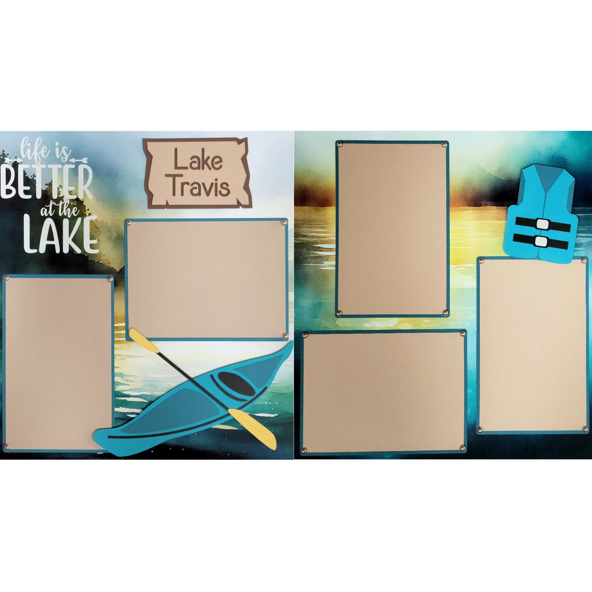 Life's Better On The Lake Kayak 2 - 12 x 12 Page Scrapbook Premade by SSC Designs