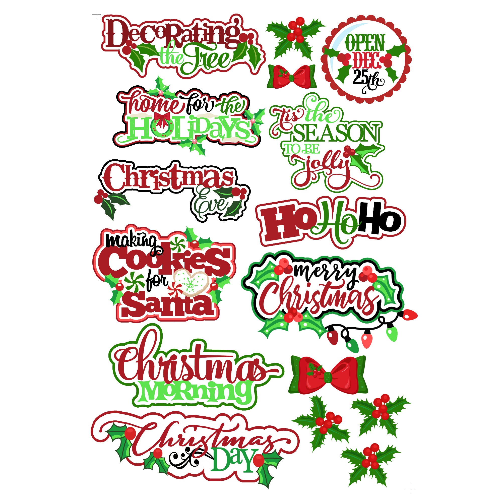 Quirky Quotes Collection Christmas Ephemera Laser Cut Scrapbook or Card Embellishments by SSC Laser Designs
