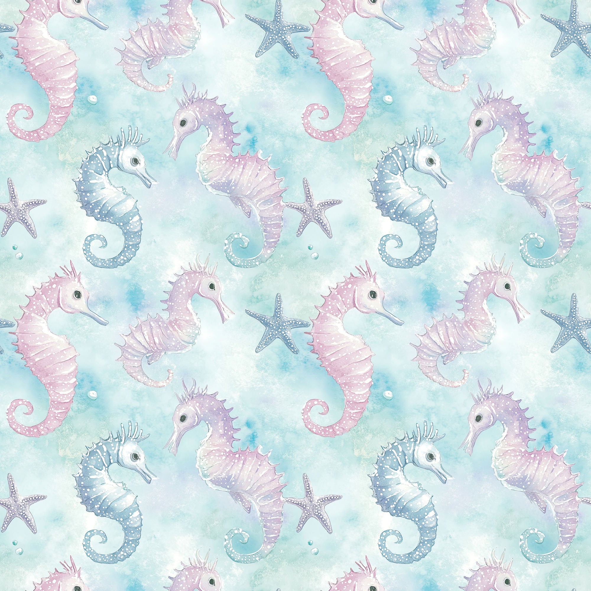 Ocean Serenity Collection Sea Horses 12 x 12 Double-Sided Scrapbook Paper by SSC Designs