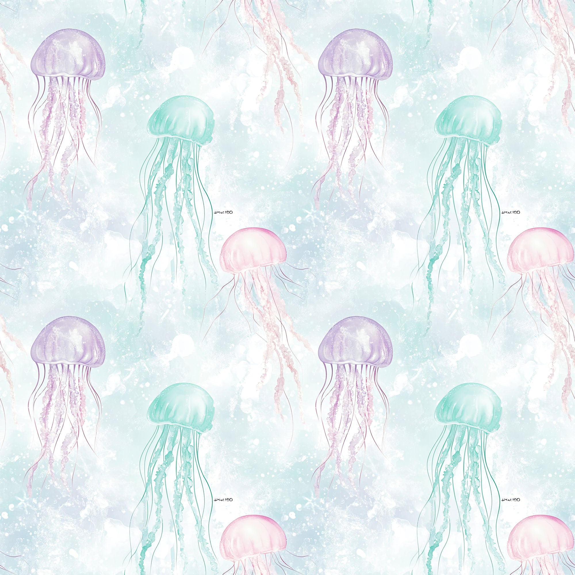 Ocean Serenity Collection Jelly Fish 12 x 12 Double-Sided Scrapbook Paper by SSC Designs