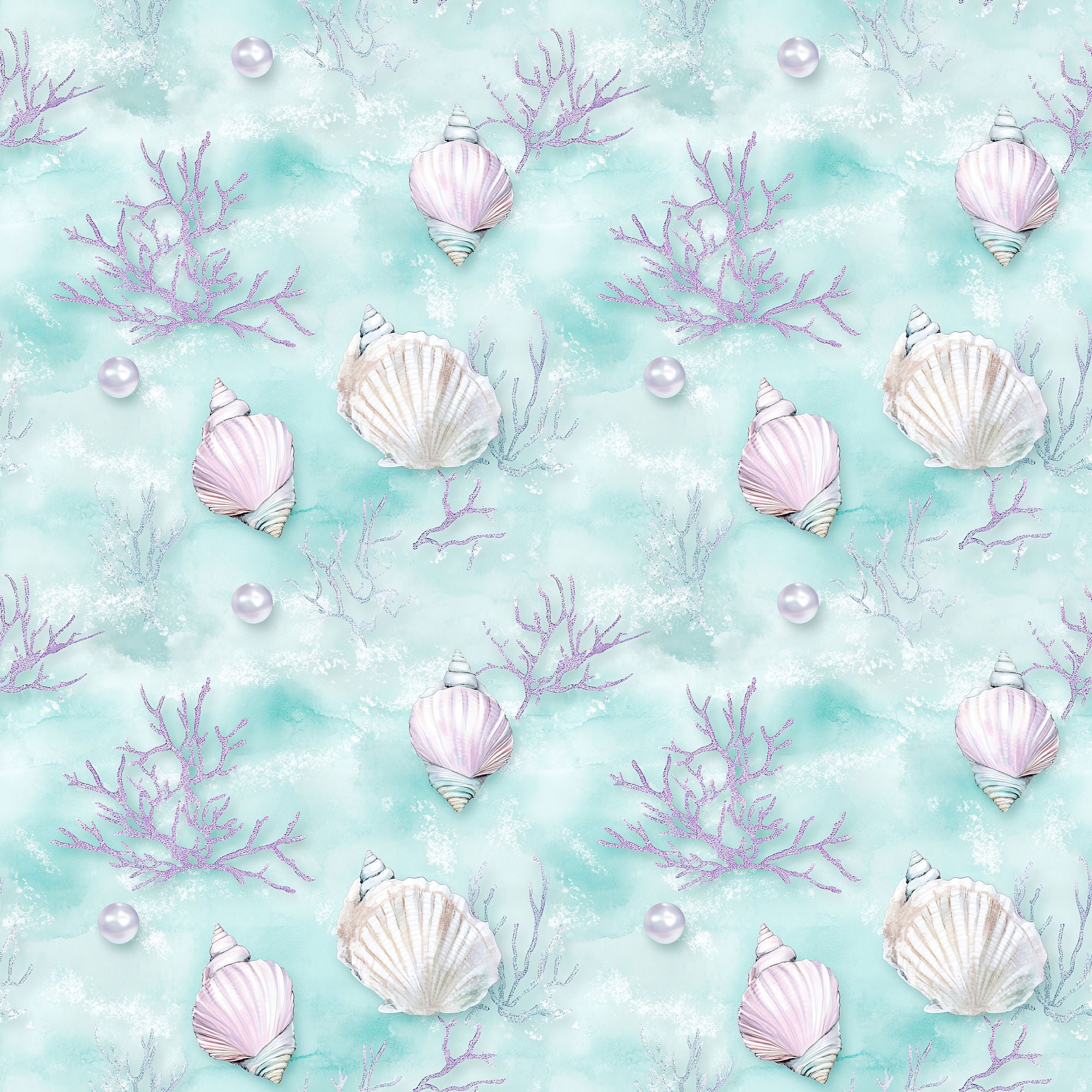 Ocean Serenity Collection Seashells 12 x 12 Double-Sided Scrapbook Paper by SSC Designs