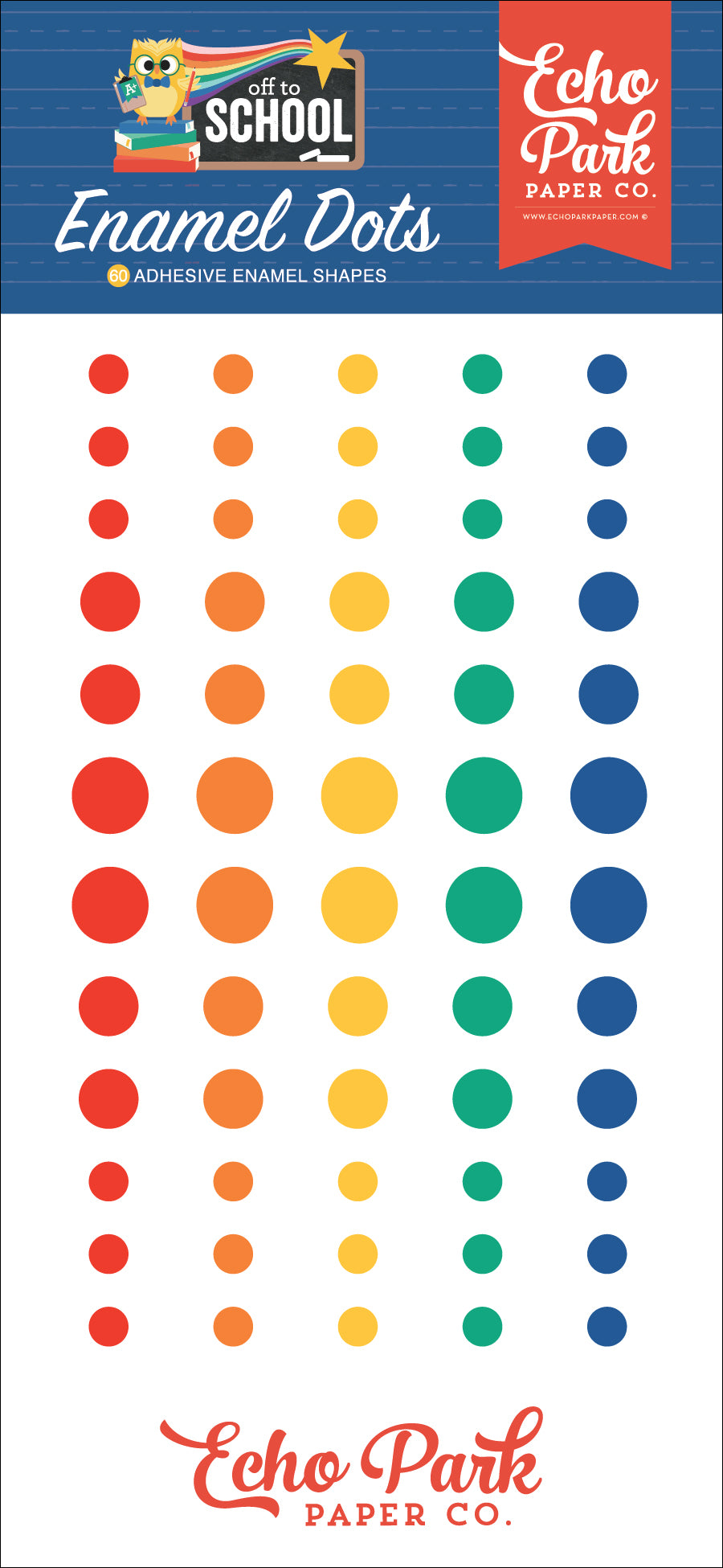 Off To School Collection 3x6 Self-Adhesive Enamel Dots Scrapbook Embellishments by Echo Park Paper