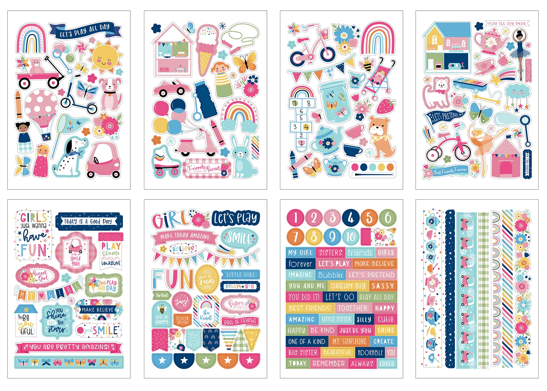 Play All Day Girl Collection Sticker Book by Echo Park Paper-16 pages