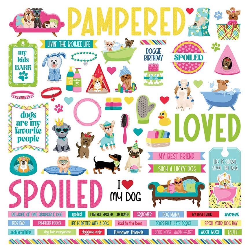 Pampered Pooch Collection 12 x 12 Scrapbook Sticker Sheet by Photo Play Paper - Scrapbook Supply Companies