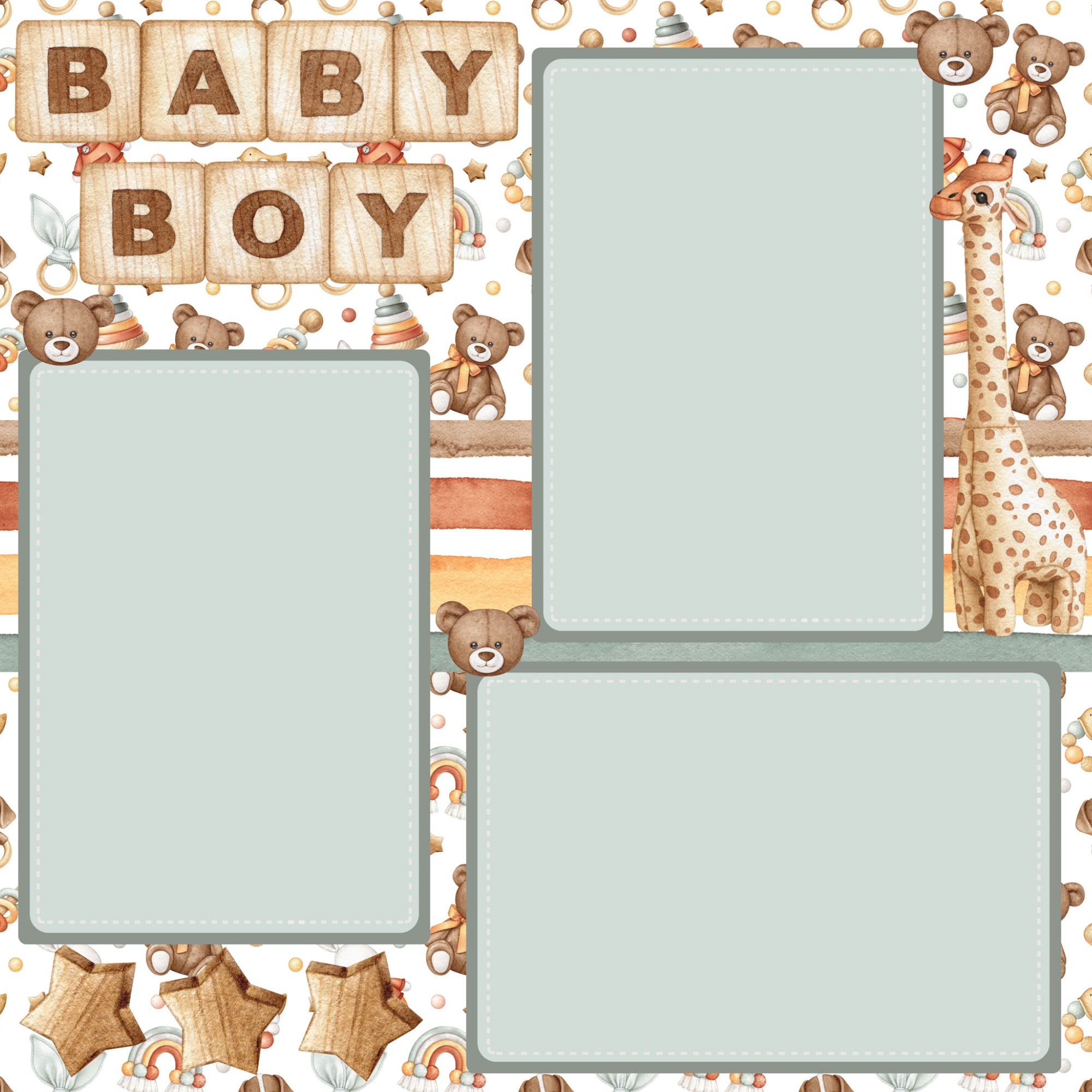 Baby Boy (2) - 12 x 12 Printed Scrapbook Pages by SSC Designs
