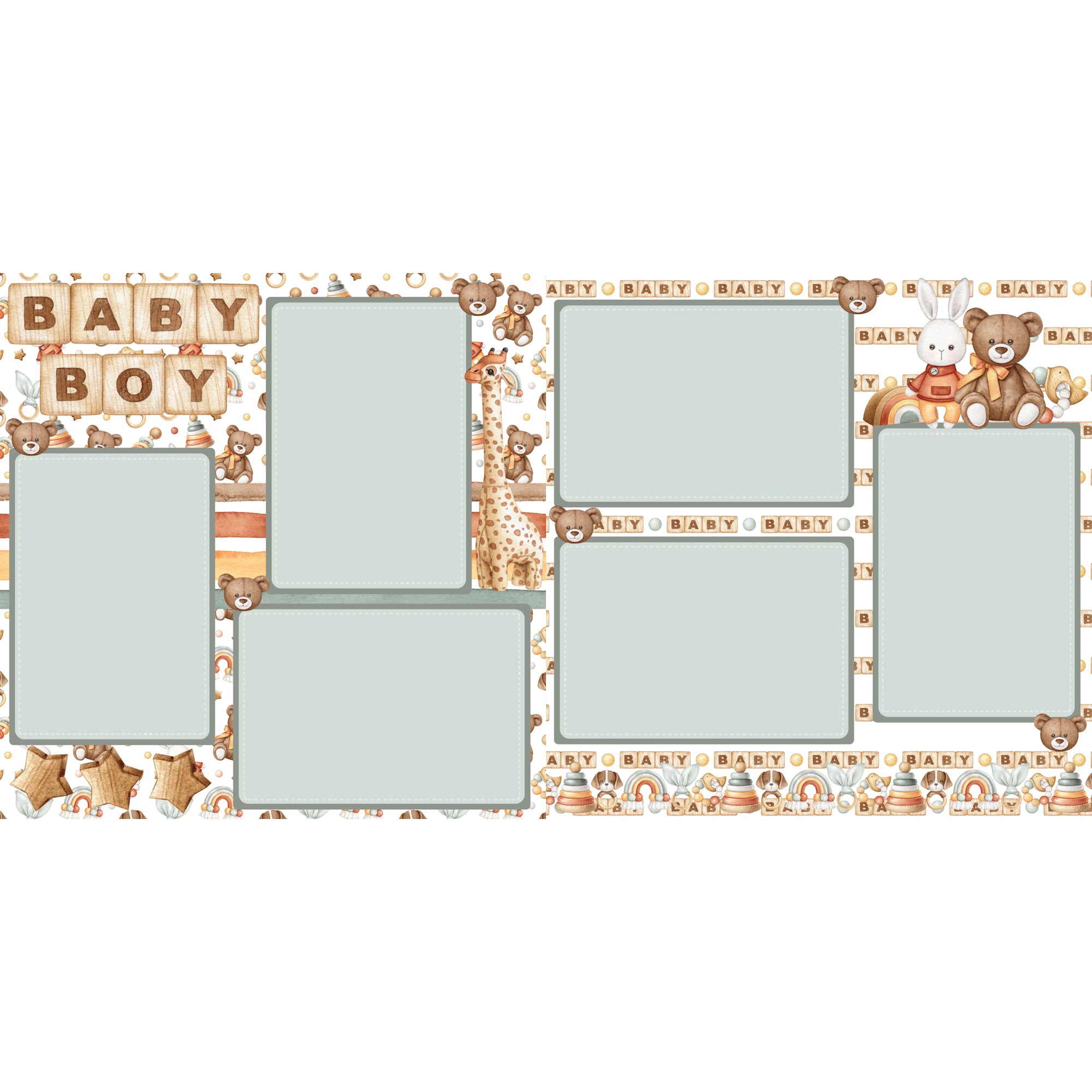 Baby Boy (2) - 12 x 12 Printed Scrapbook Pages by SSC Designs