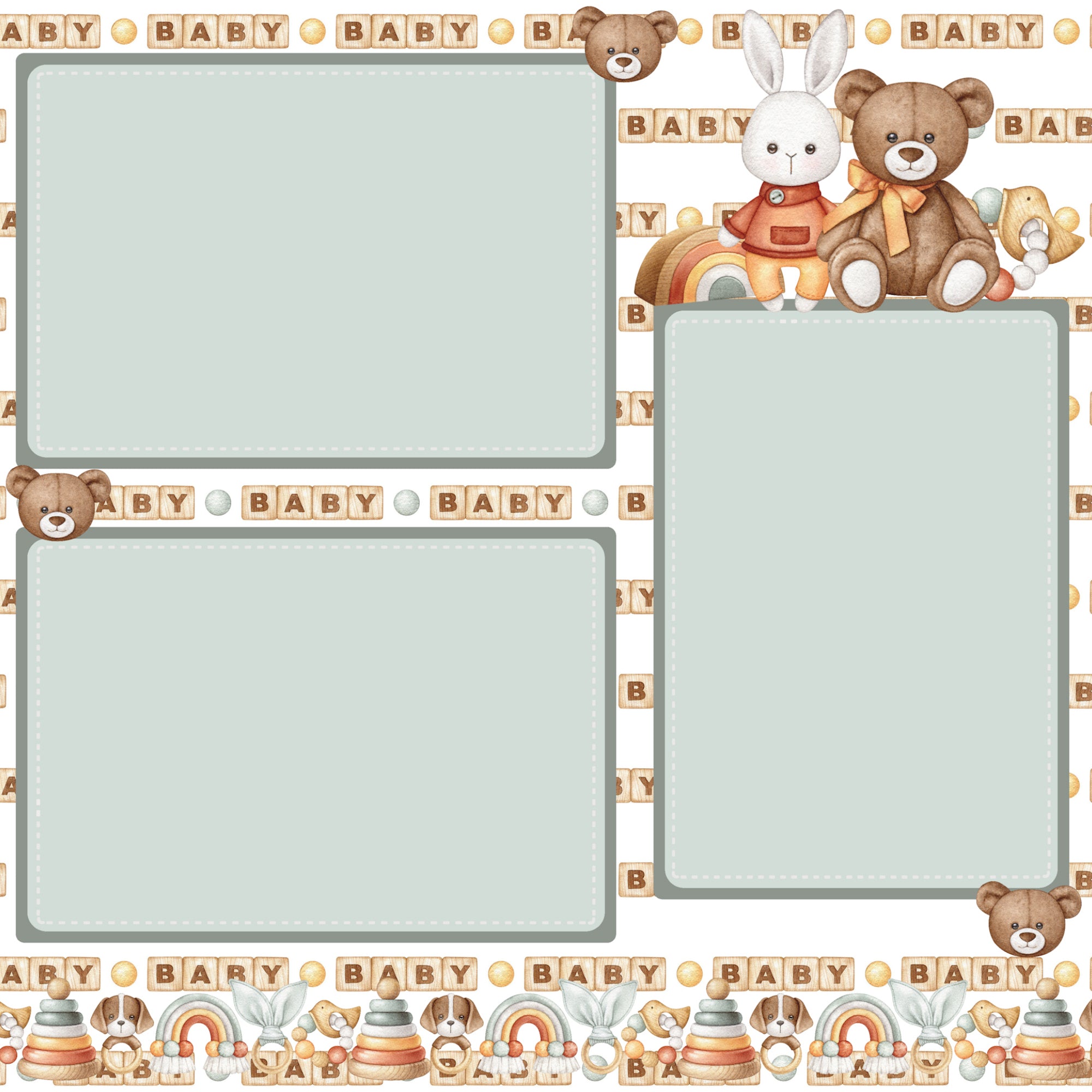 Baby Boy (2) - 12 x 12 Printed Scrapbook Pages by SSC Designs