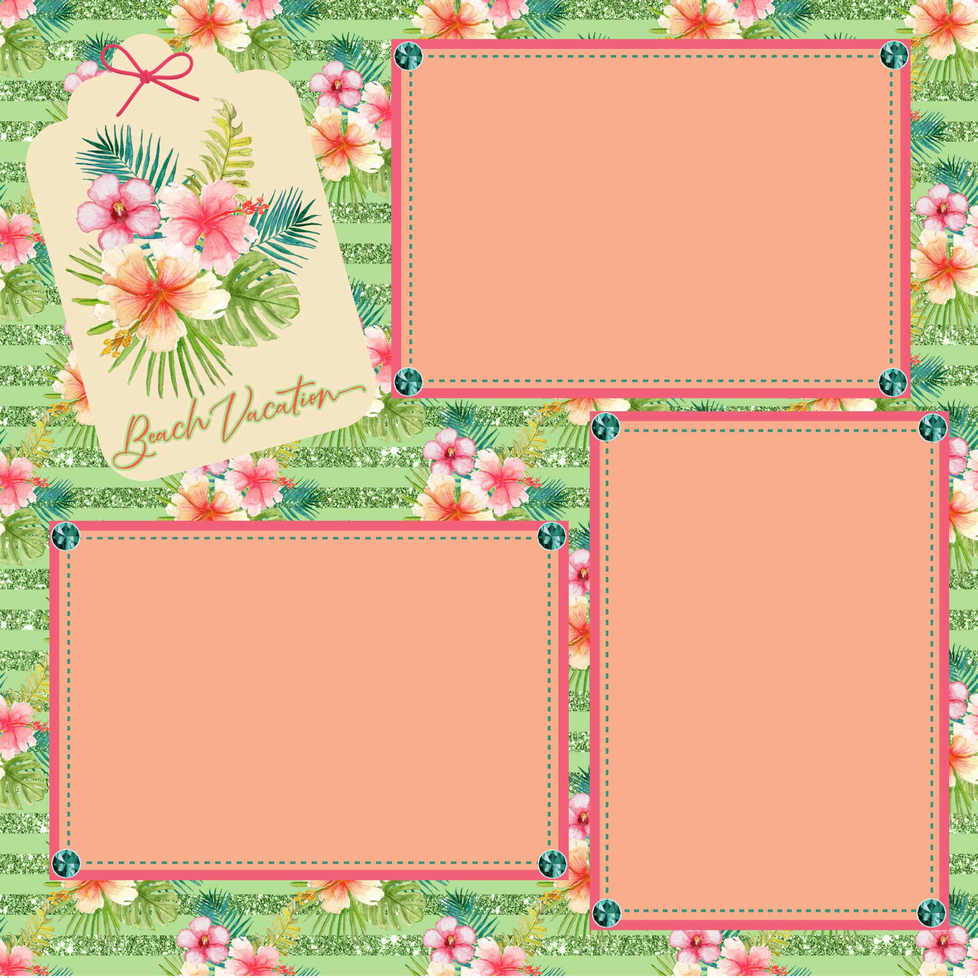 Tropical Beach Vacationl (2) - 12 x 12 Premade, Printed Scrapbook Pages by SSC Designs