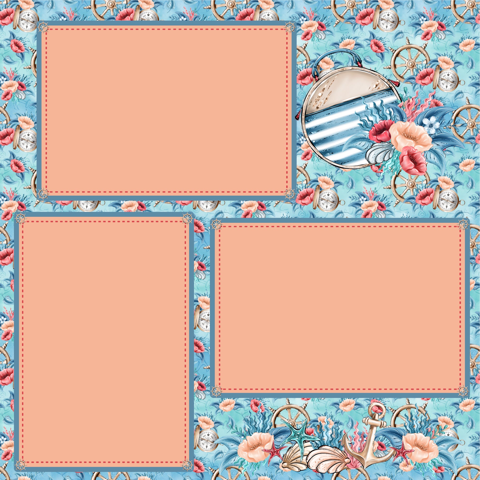 Cruise Vacation Nautical (2) - 12 x 12 Premade, Printed Scrapbook Pages by SSC Designs