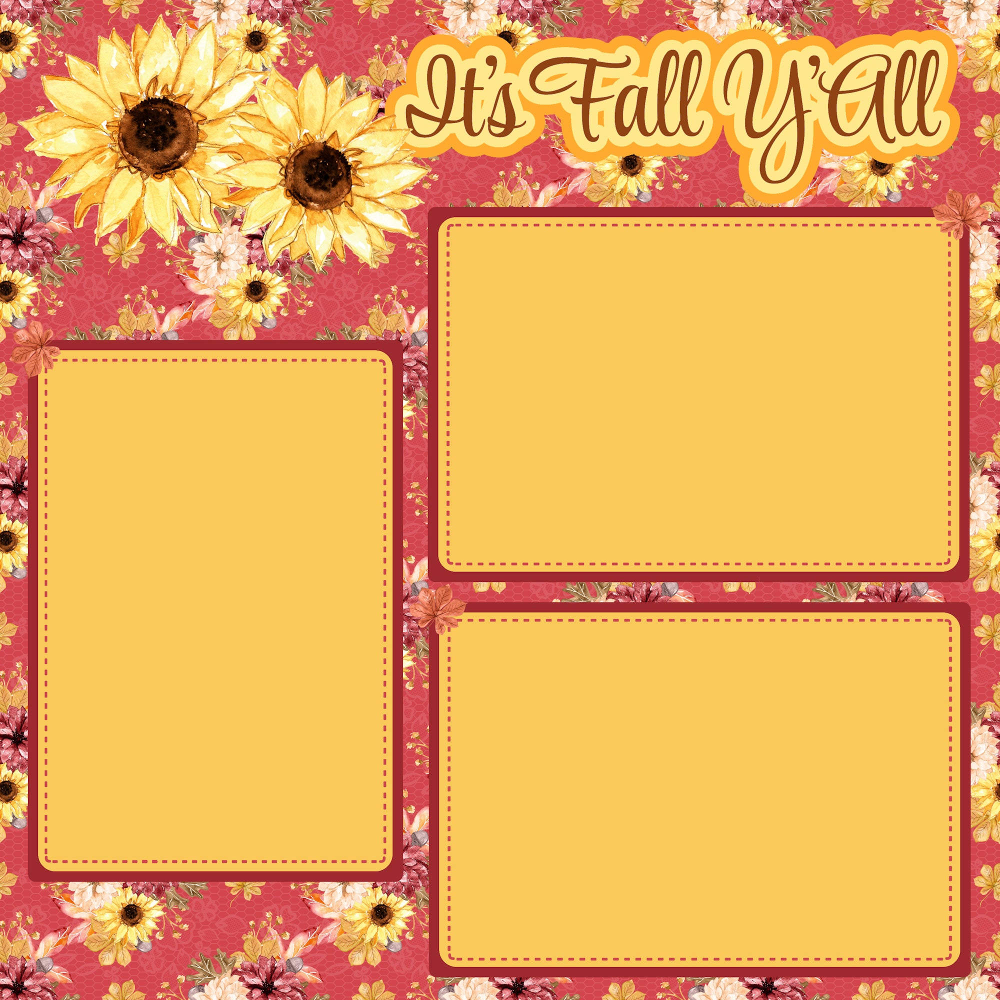 It's Fall Y'All (2) - 12 x 12 Premade, Printed Scrapbook Pages by SSC Designs