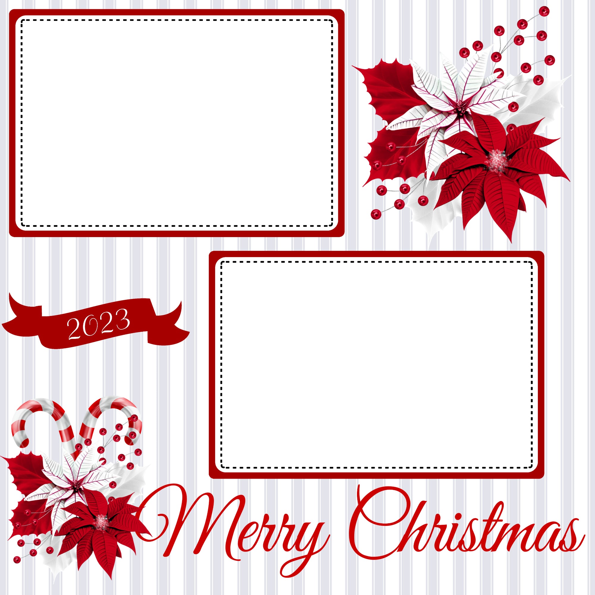 Peppermint Christmas 2023 (2) - 12 x 12 Premade, Printed Scrapbook Pages by SSC Designs