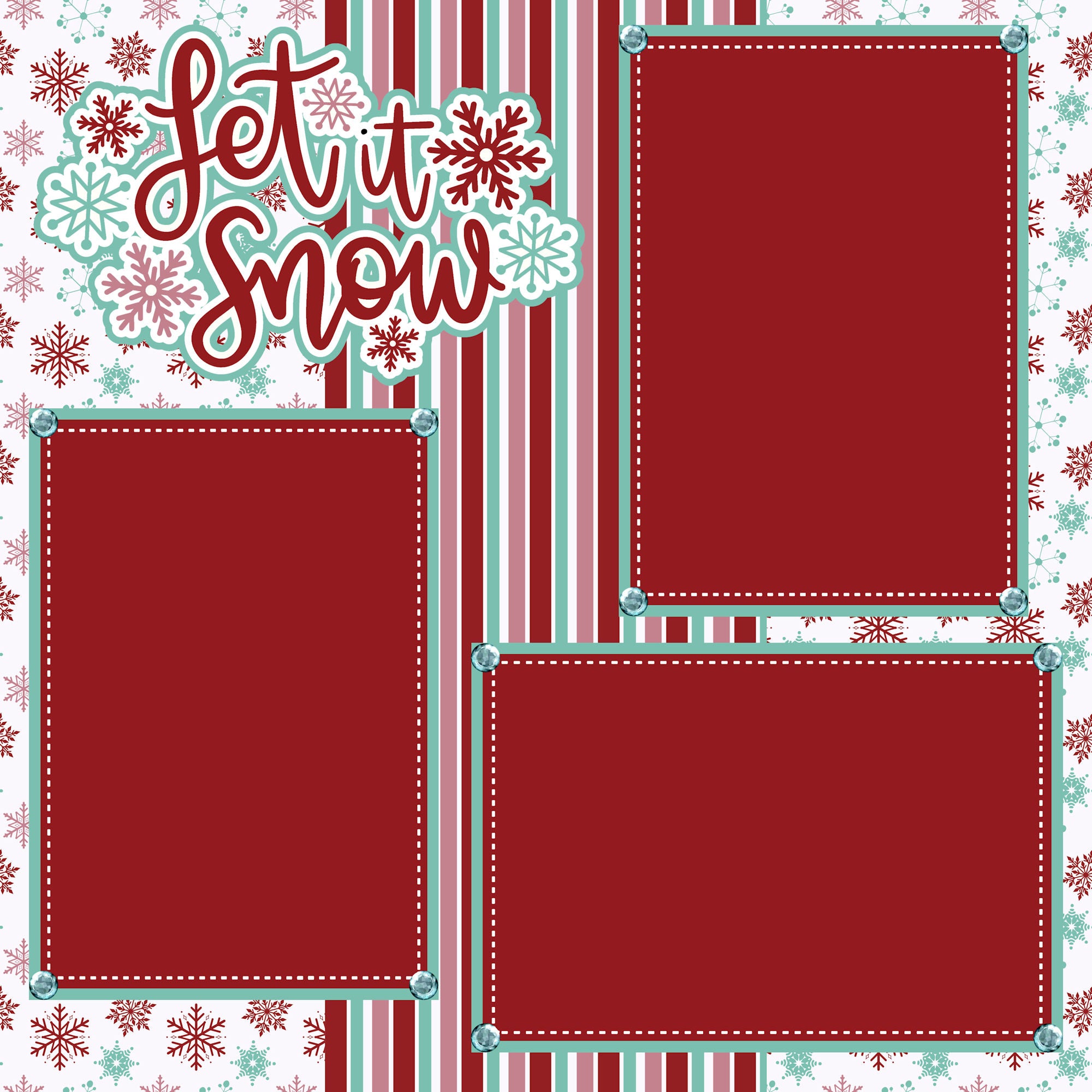 Let It Snow Cute Snow Family (2) - 12 x 12 Printed Scrapbook Pages by SSC Designs