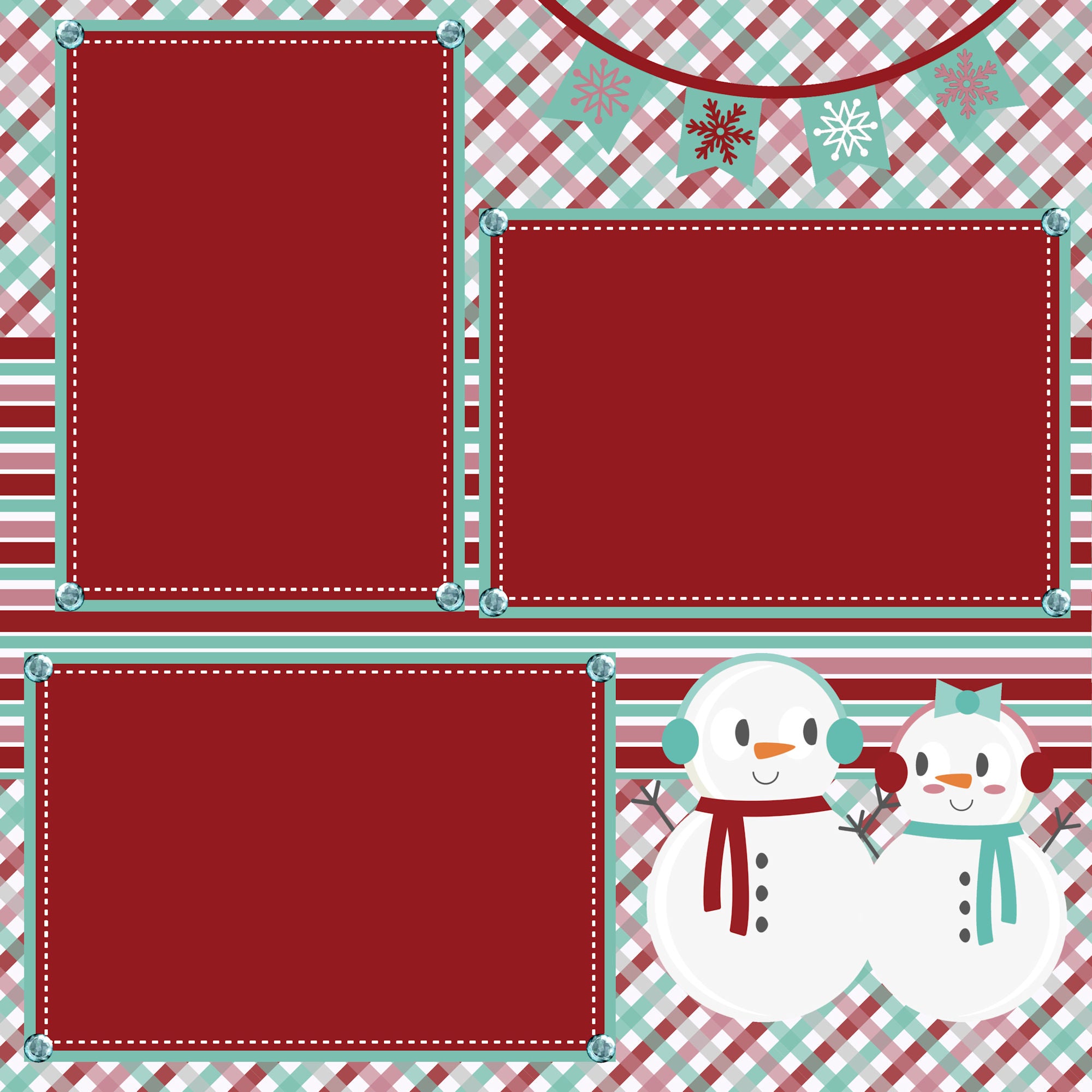 Let It Snow Cute Snow Family (2) - 12 x 12 Printed Scrapbook Pages by SSC Designs
