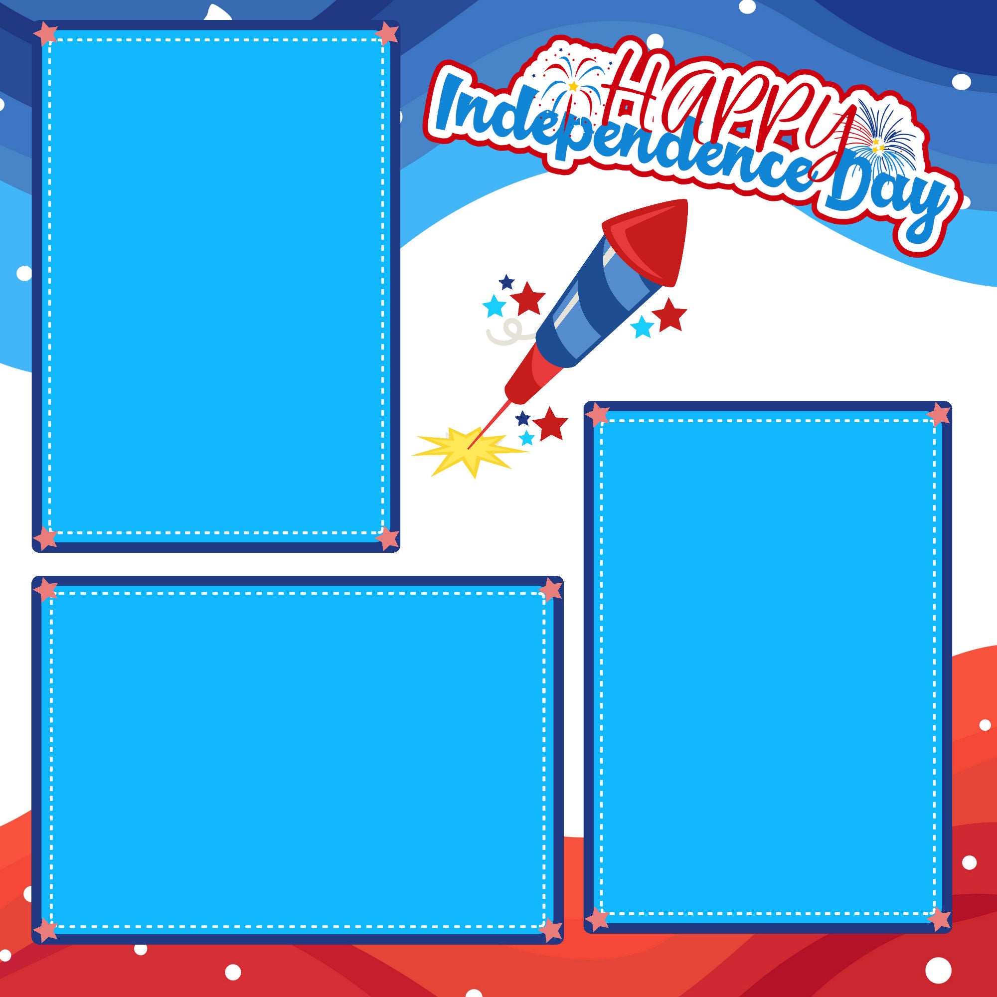 Patriotic Collection Happy Independence Day Fireworks (2) - 12 x 12 Premade, Printed Scrapbook Pages by SSC Designs
