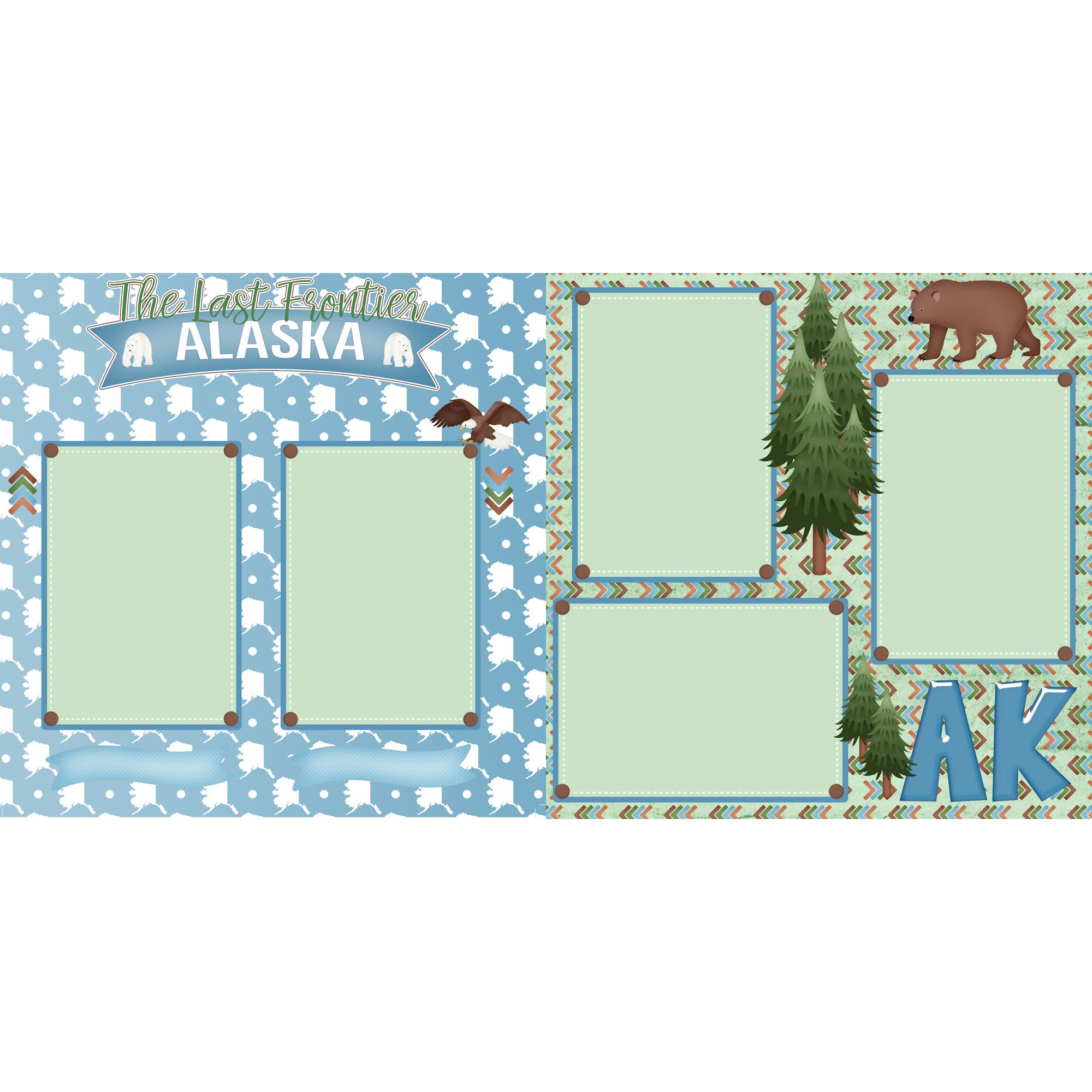 Alaska The Last Frontier (2) - 12 x 12 Printed Scrapbook Pages by SSC Designs
