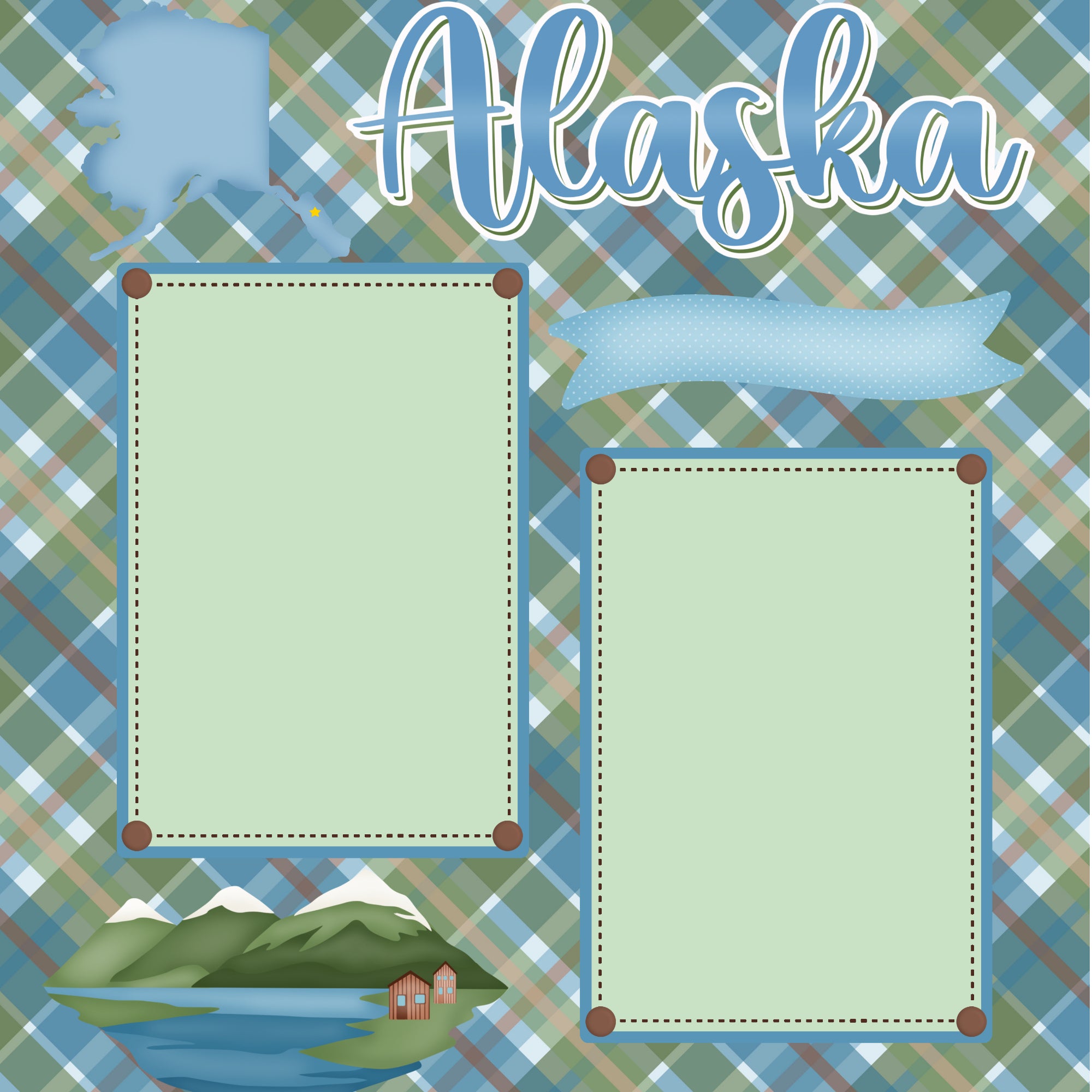 Juneau, Alaska Dog Sledding (2) - 12 x 12 Printed Scrapbook Pages by SSC Designs