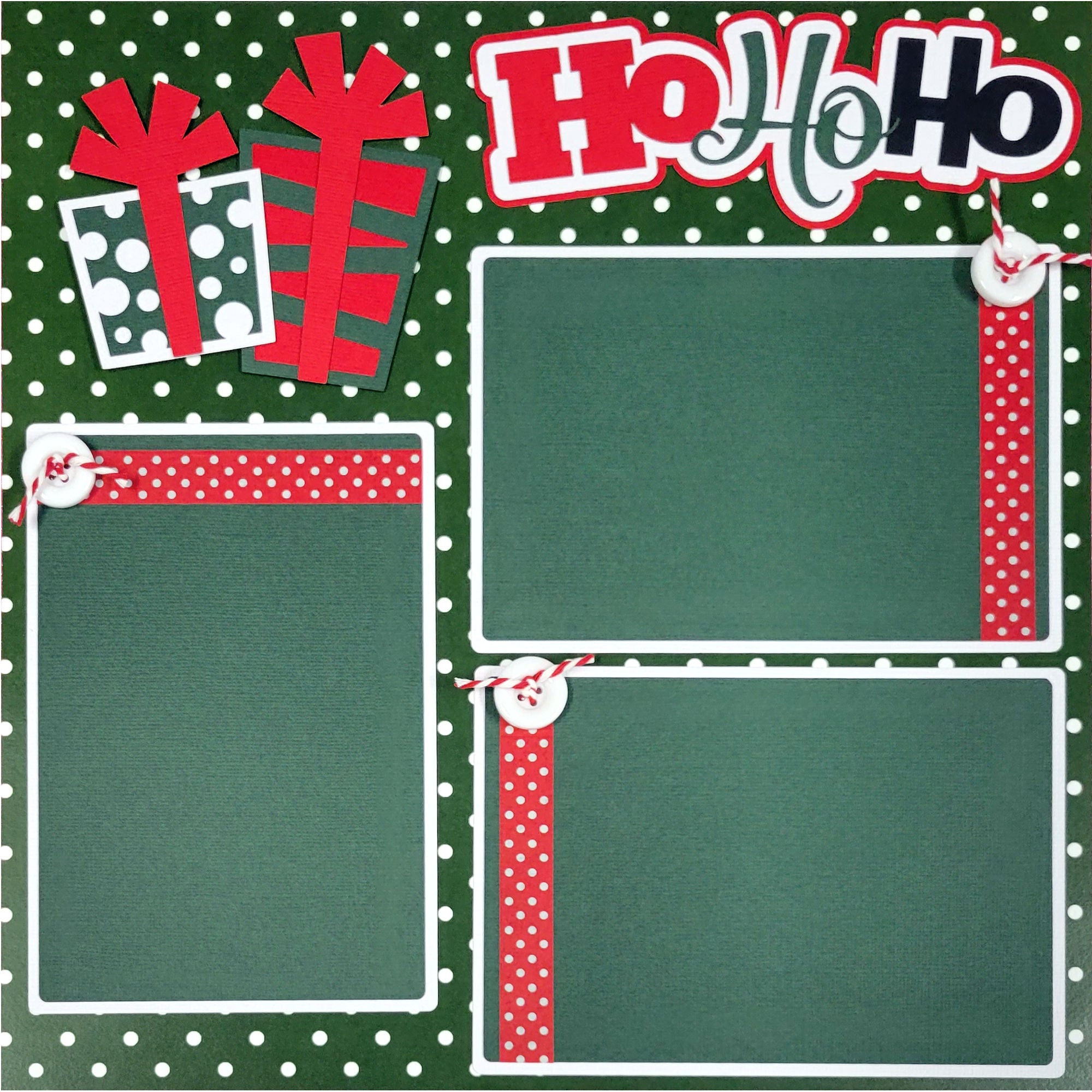 Ho Ho Ho (2) - 12 x 12 Pages, Fully-Assembled & Hand-Crafted 3D Scrapbook Premade by SSC Designs