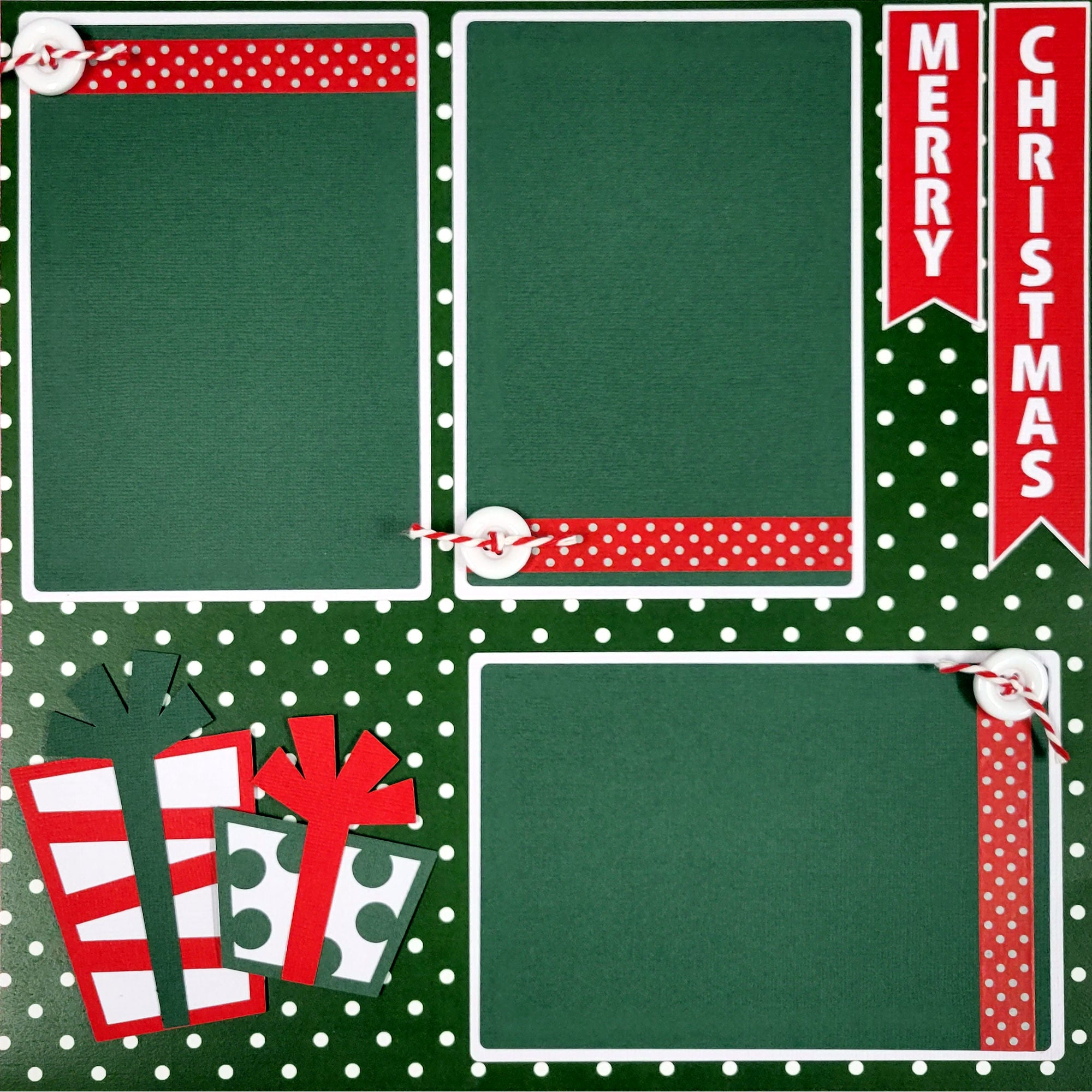 Ho Ho Ho (2) - 12 x 12 Pages, Fully-Assembled & Hand-Crafted 3D Scrapbook Premade by SSC Designs