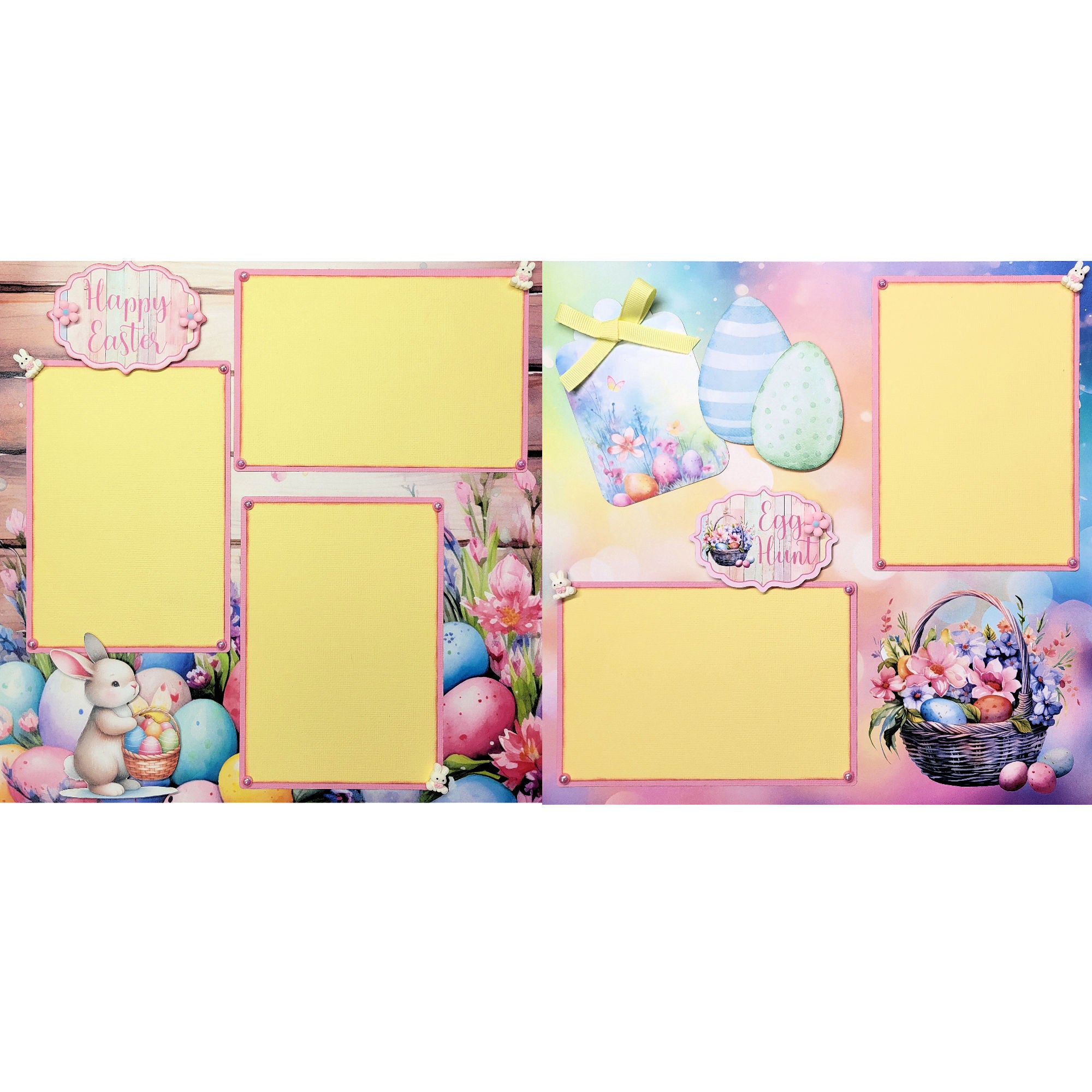 Easter Memories (2) - 12 x 12 Pages, Fully-Assembled & Hand-Crafted 3D Scrapbook Premade by SSC Designs