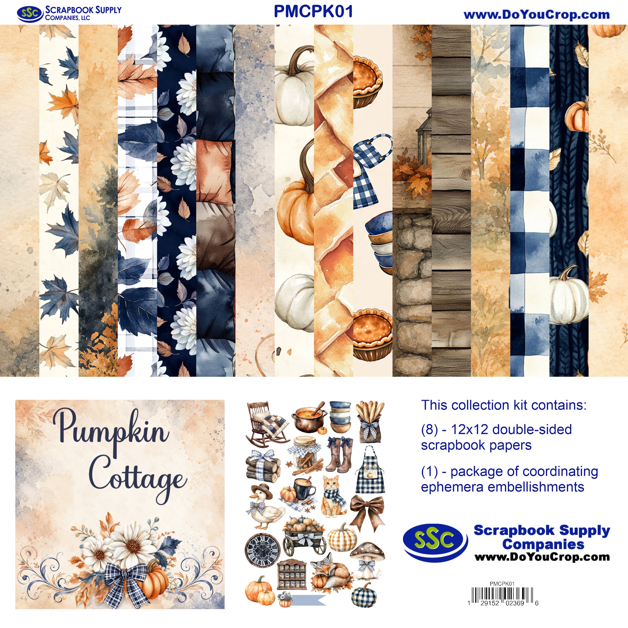 Pumpkin Cottage 12 x 12 Scrapbook Paper & Embellishment Kit by SSC Designs