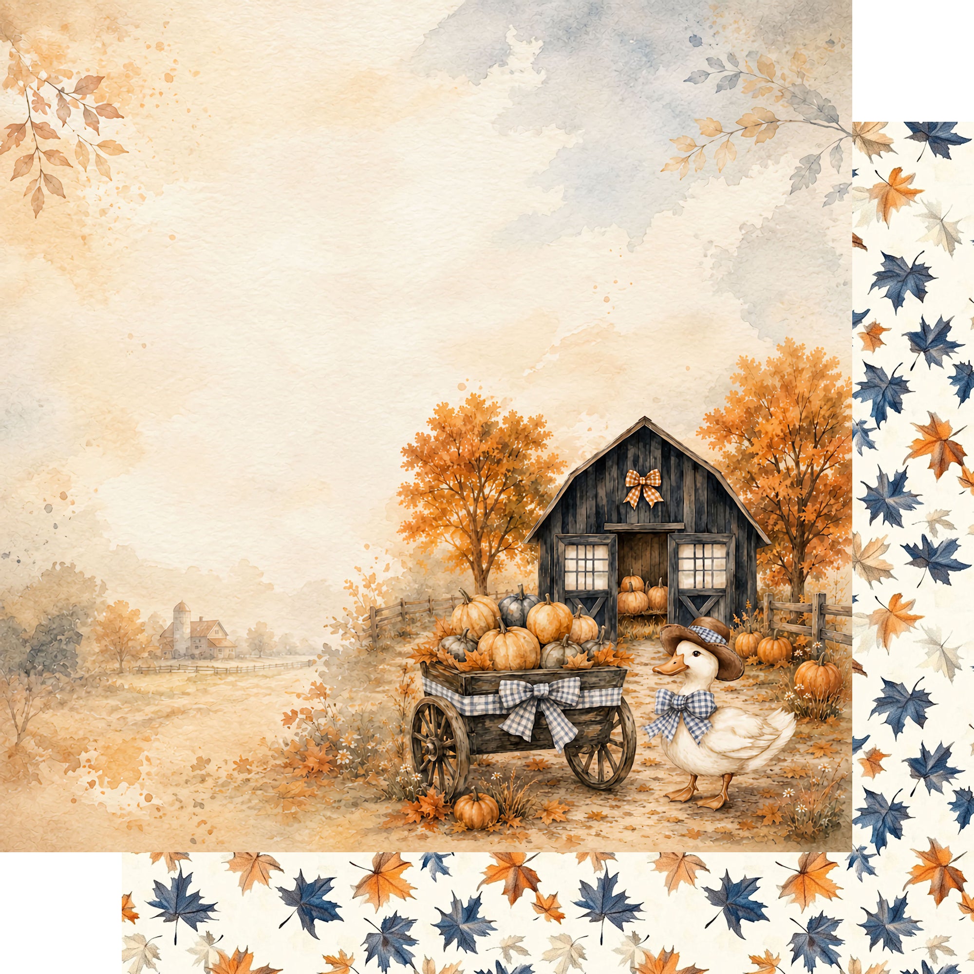 Pumpkin Cottage Collection Autumn Gatherings 12 x 12 Double-Sided Scrapbook Paper by SSC Designs