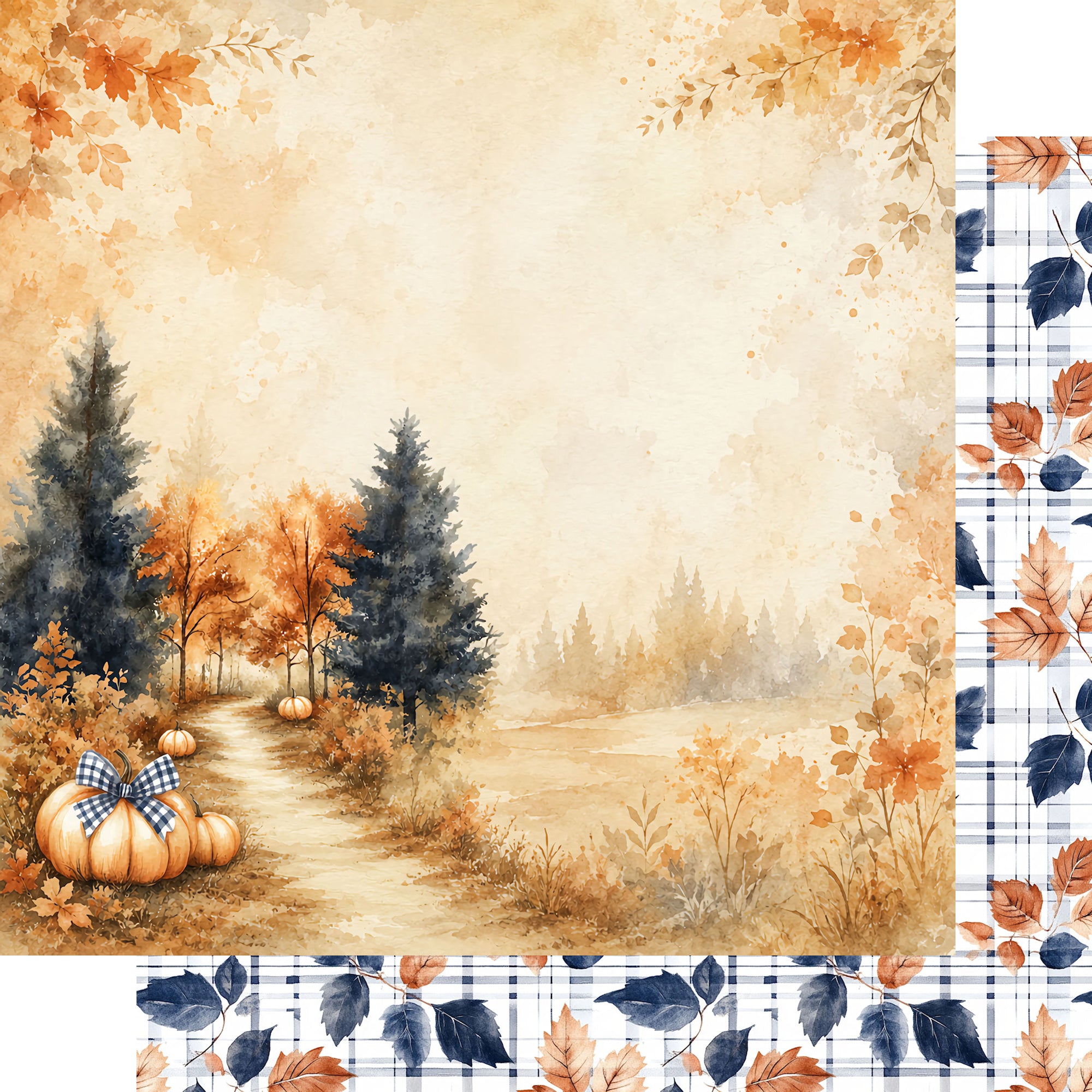 Pumpkin Cottage Collection Home for Fall 12 x 12 Double-Sided Scrapbook Paper by SSC Designs