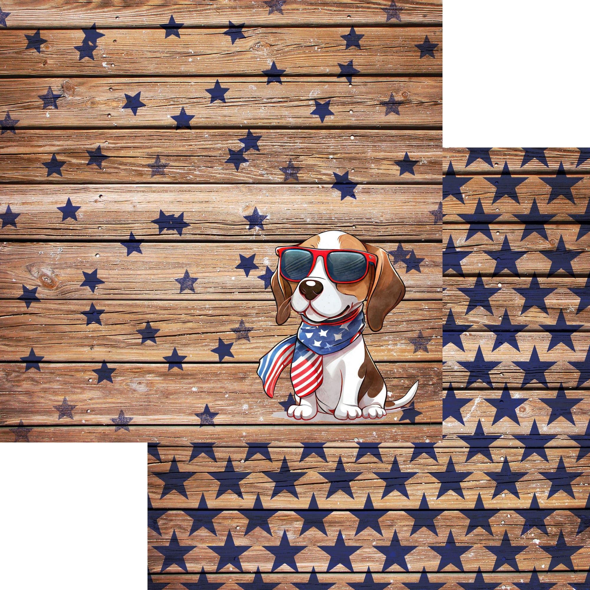 Patriotic Pups Collection Beagle 12 x 12 Double-Sided Scrapbook Paper by SSC Designs