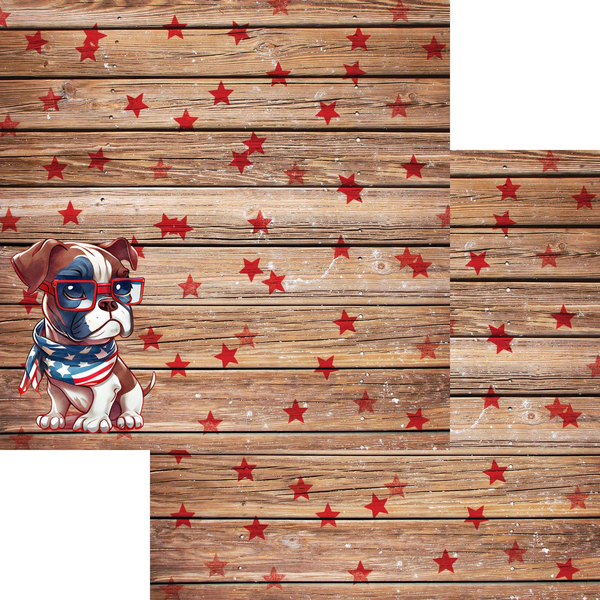 Patriotic Pups Collection Boxer 12 x 12 Double-Sided Scrapbook Paper by SSC Designs - Scrapbook Supply Companies