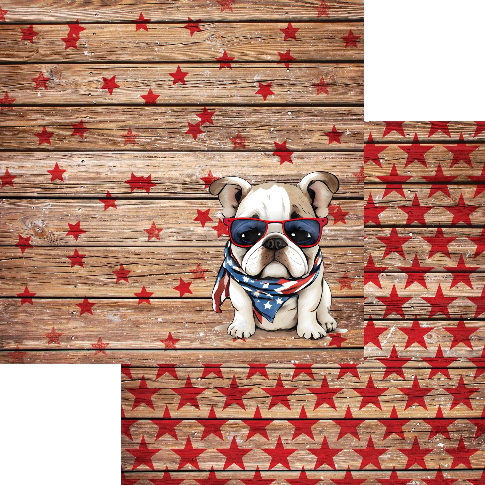 Patriotic Pups Collection Bulldog 12 x 12 Double-Sided Scrapbook Paper by SSC Designs