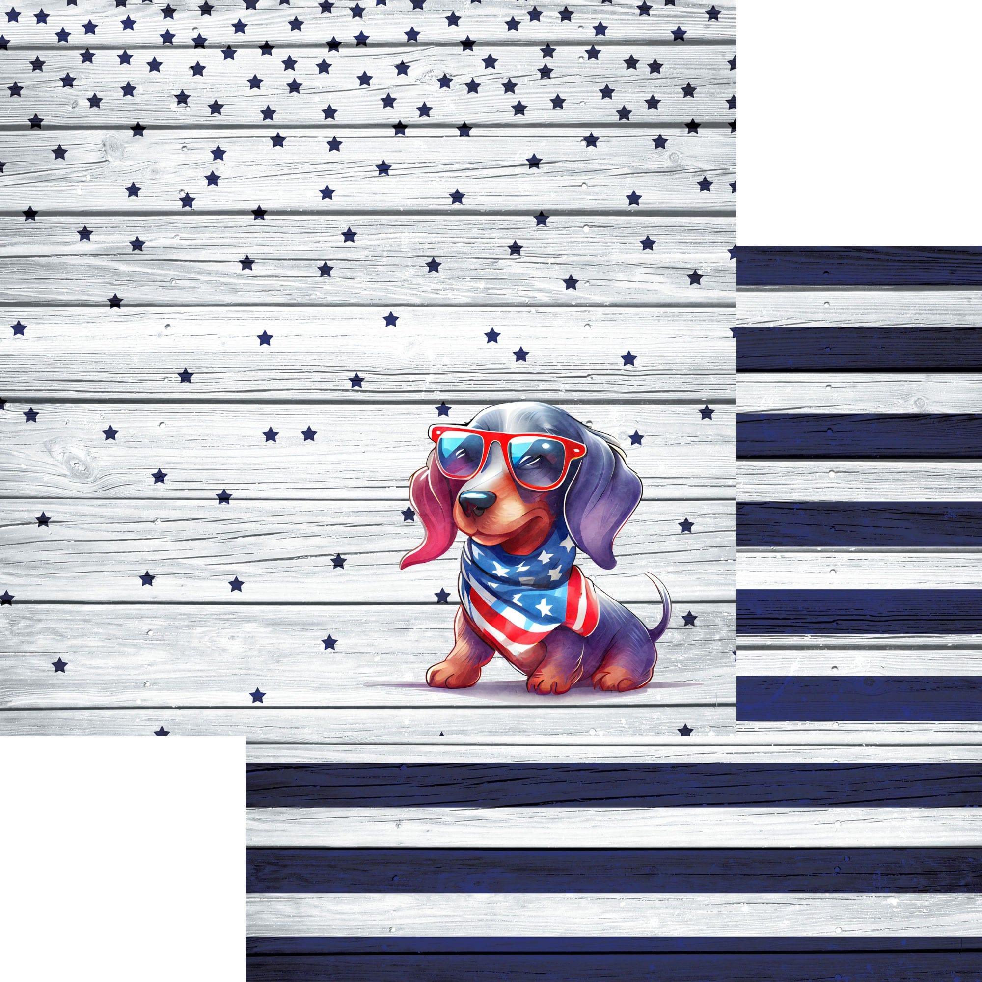 Patriotic Pups Collection Dachshund 12 x 12 Double-Sided Scrapbook Paper by SSC Designs