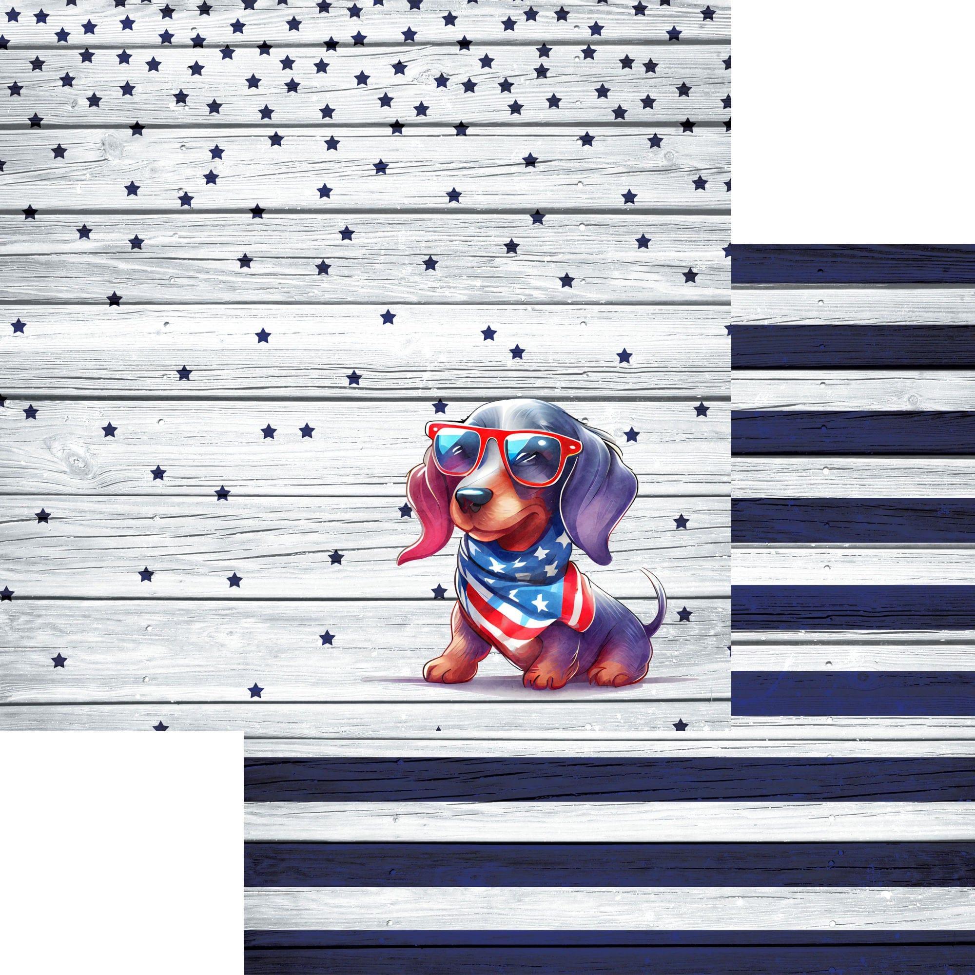 Patriotic Pups Collection Dachshund 12 x 12 Double-Sided Scrapbook Paper by SSC Designs - Scrapbook Supply Companies