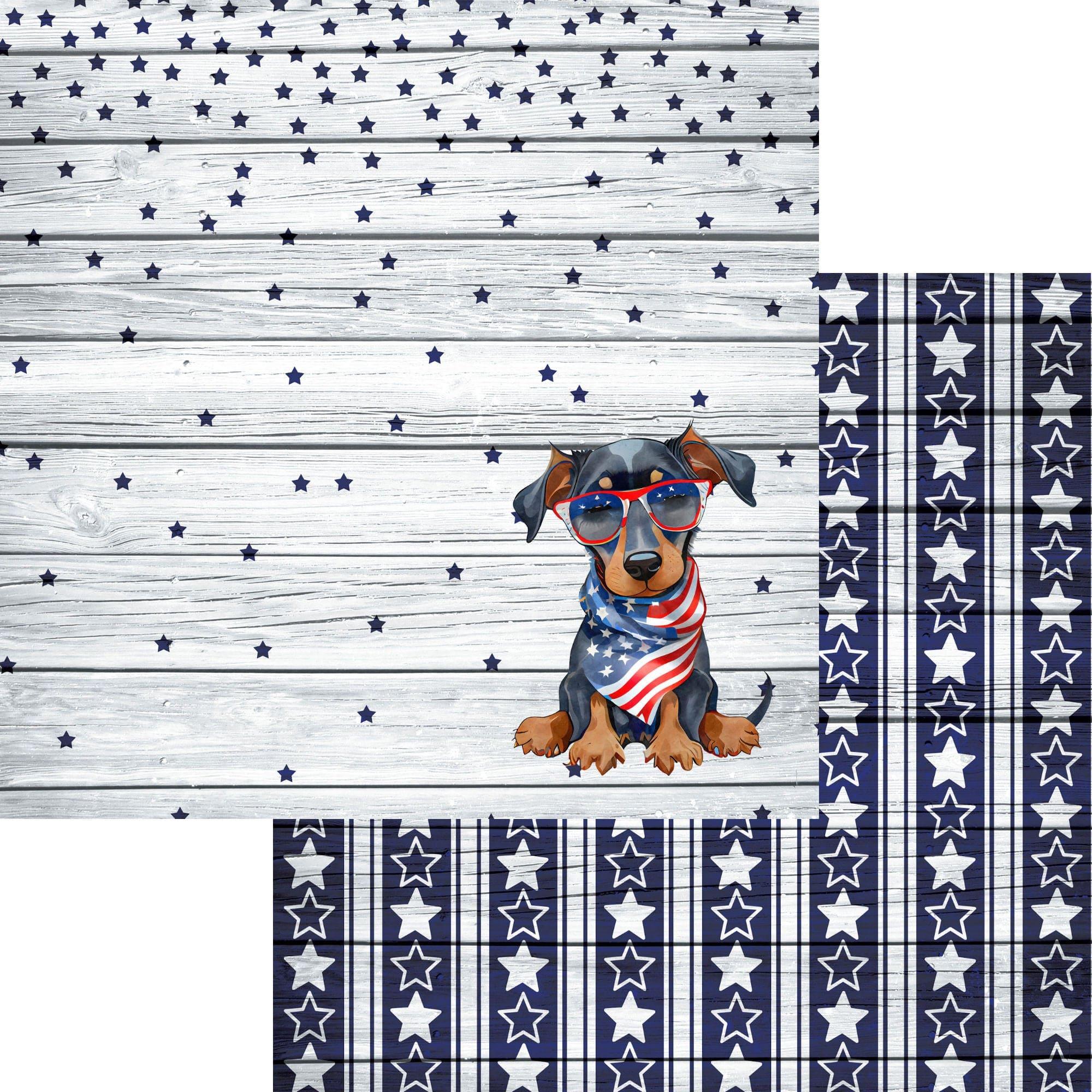Patriotic Pups Collection Doberman 12 x 12 Double-Sided Scrapbook Paper by SSC Designs