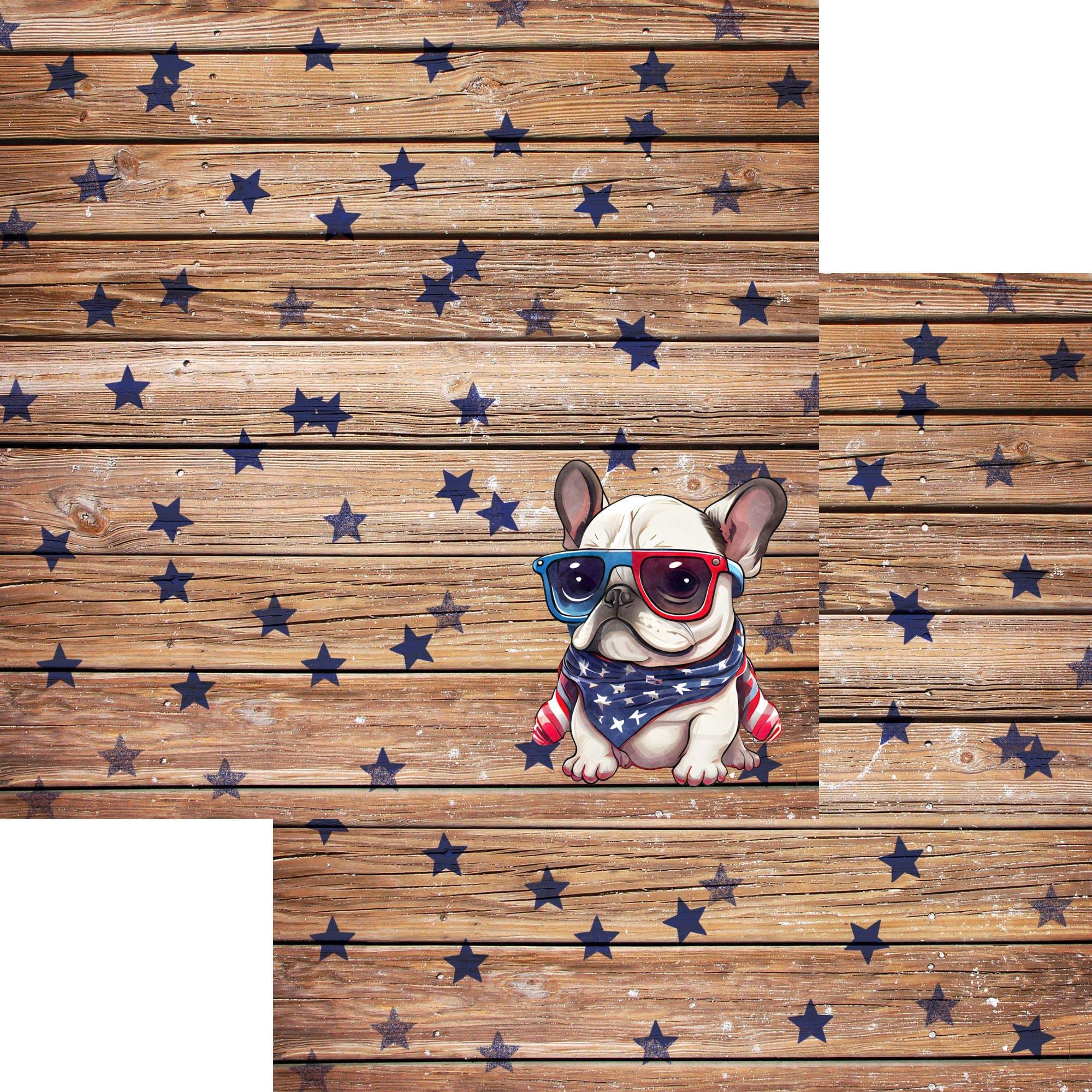 Patriotic Pups Collection French Bulldog 12 x 12 Double-Sided Scrapbook Paper by SSC Designs