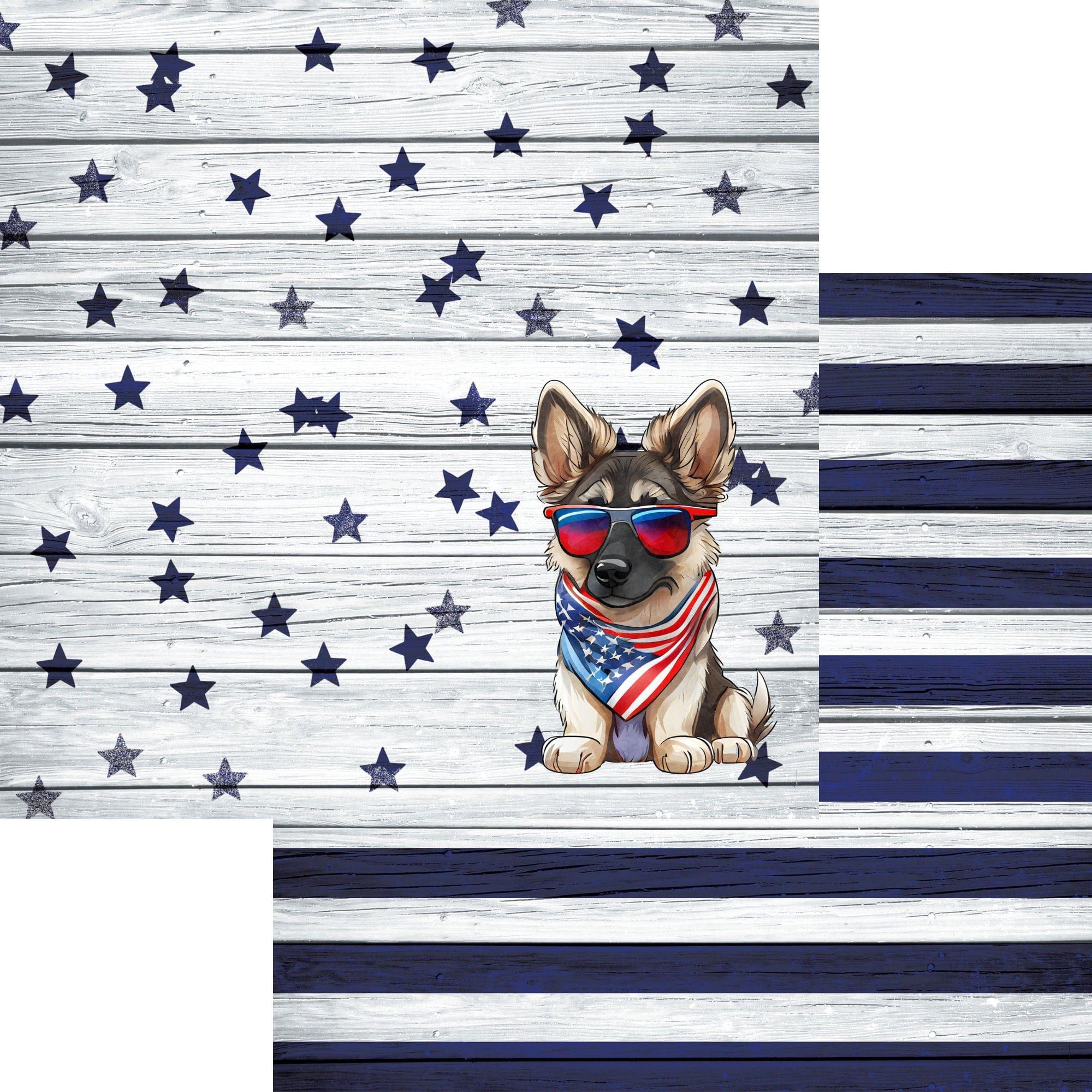 Patriotic Pups Collection German Shephard 12 x 12 Double-Sided Scrapbook Paper by SSC Designs
