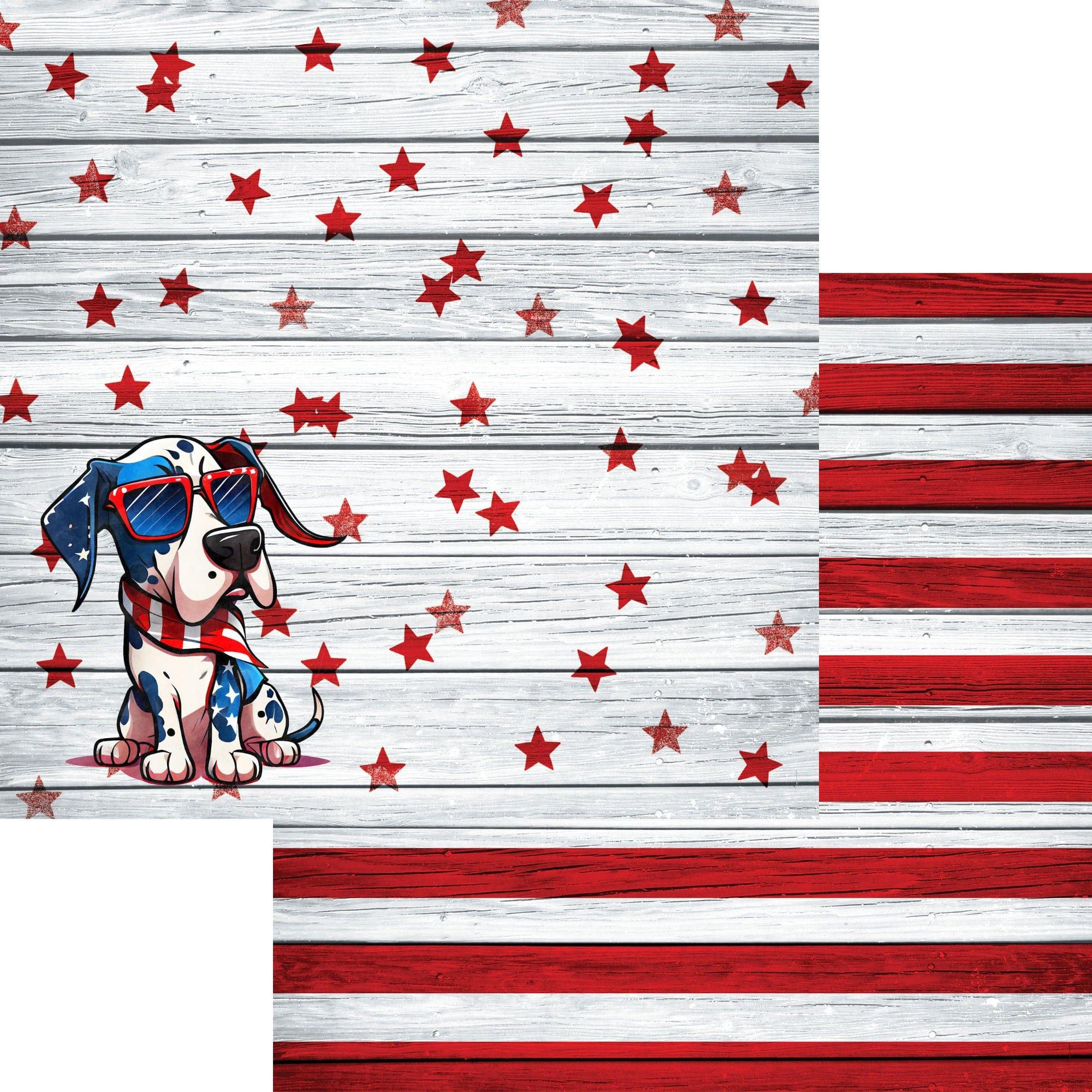 Patriotic Pups Collection Great Dane 12 x 12 Double-Sided Scrapbook Paper by SSC Designs