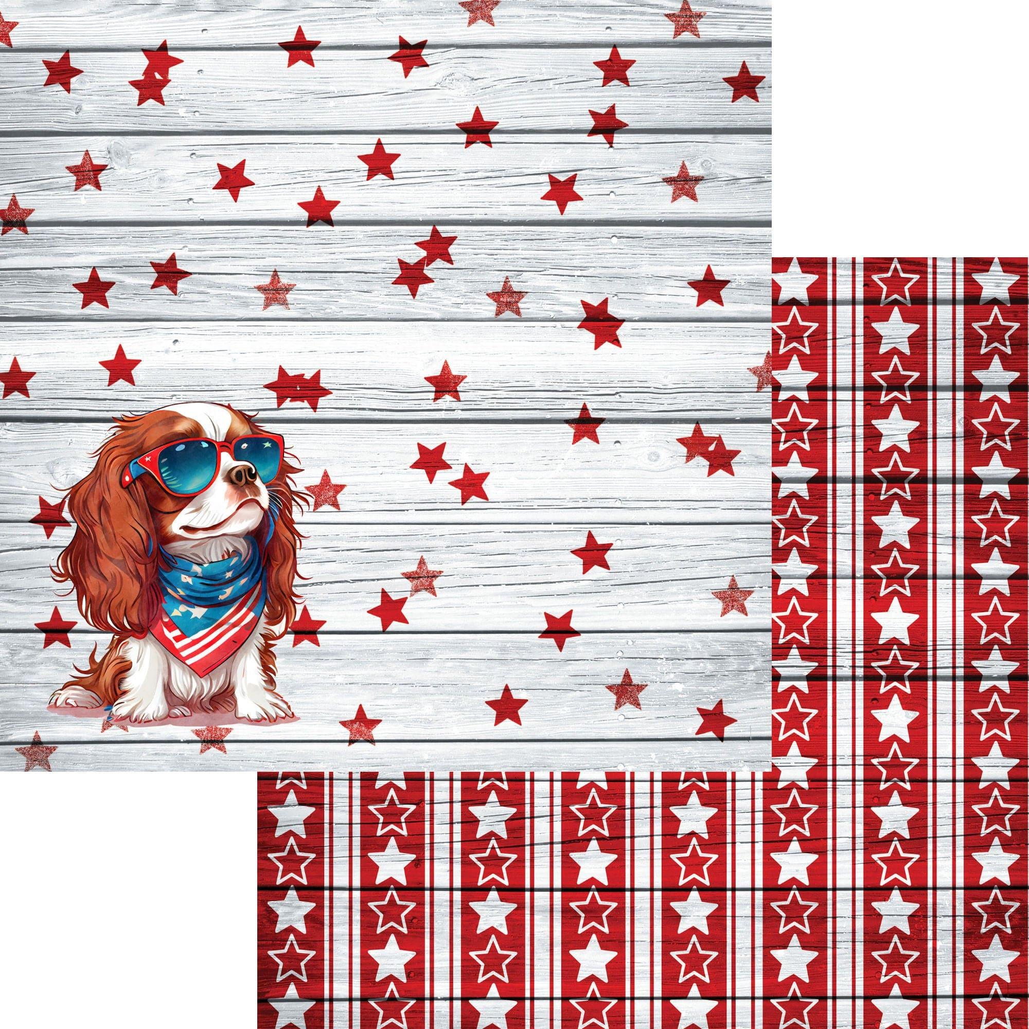 Patriotic Pups Collection King Cavalier 12 x 12 Double-Sided Scrapbook Paper by SSC Designs - Scrapbook Supply Companies