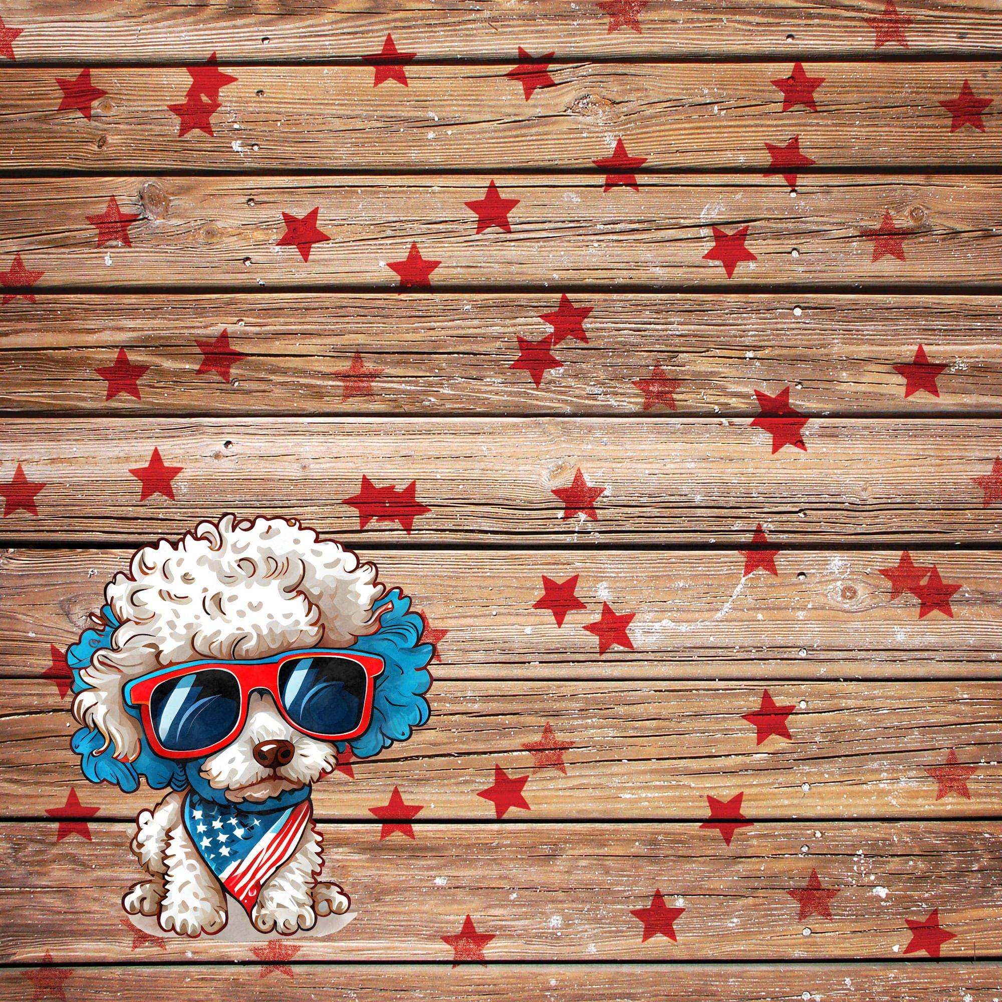 Patriotic Pups Collection Poodle 12 x 12 Double-Sided Scrapbook Paper by SSC Designs - Scrapbook Supply Companies